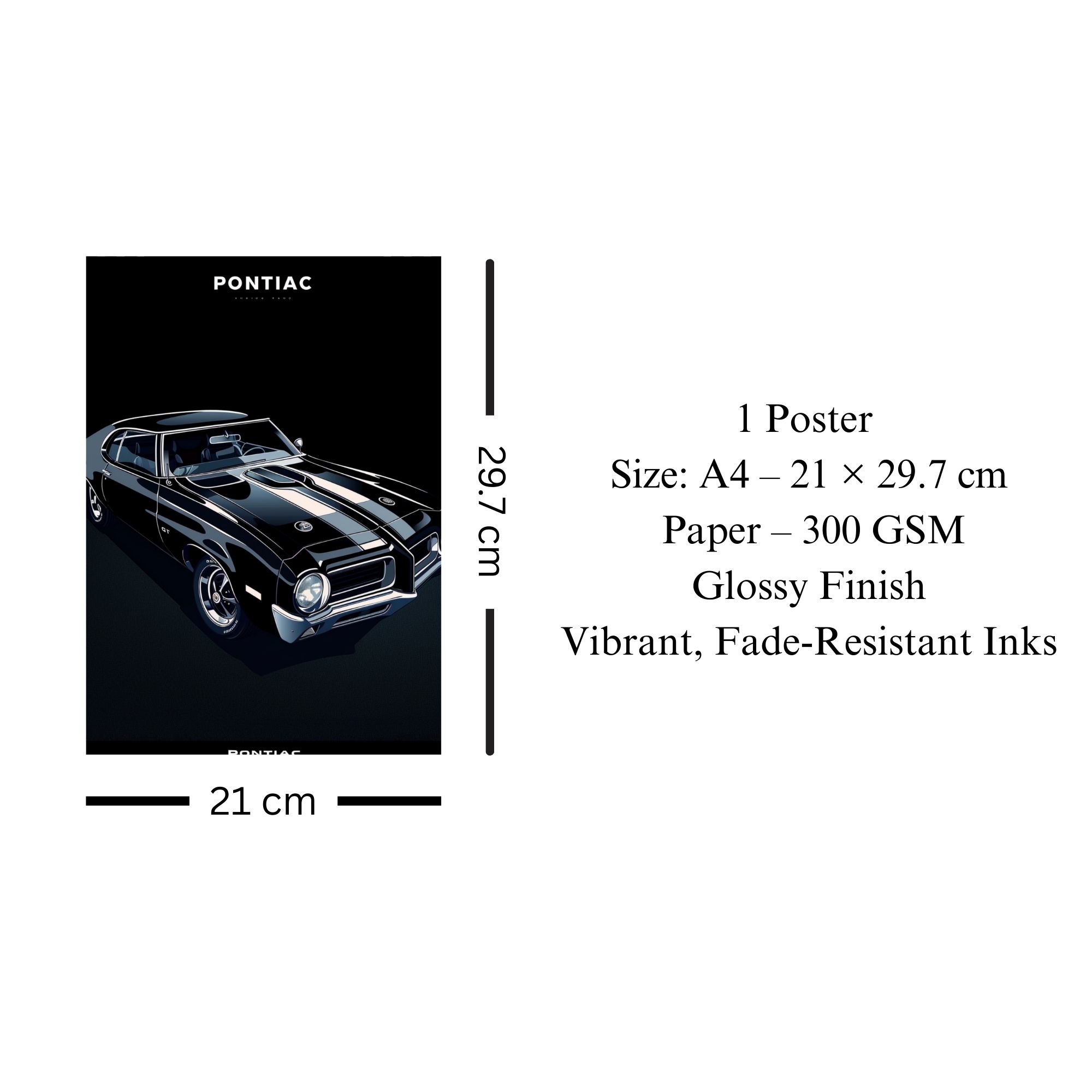 Pontiac GT Muscle Car Poster A4 thumbnail 3