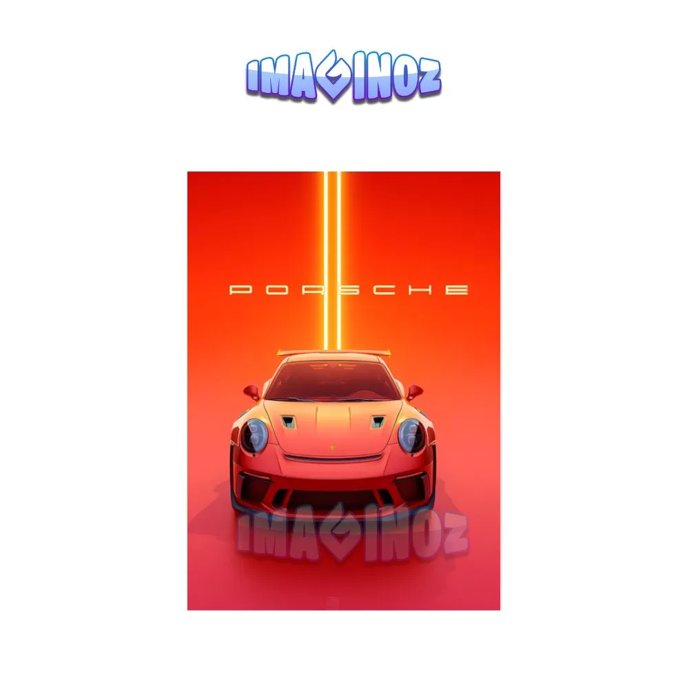 Porsche GT Poster A4 | Red Supercar Wall Art