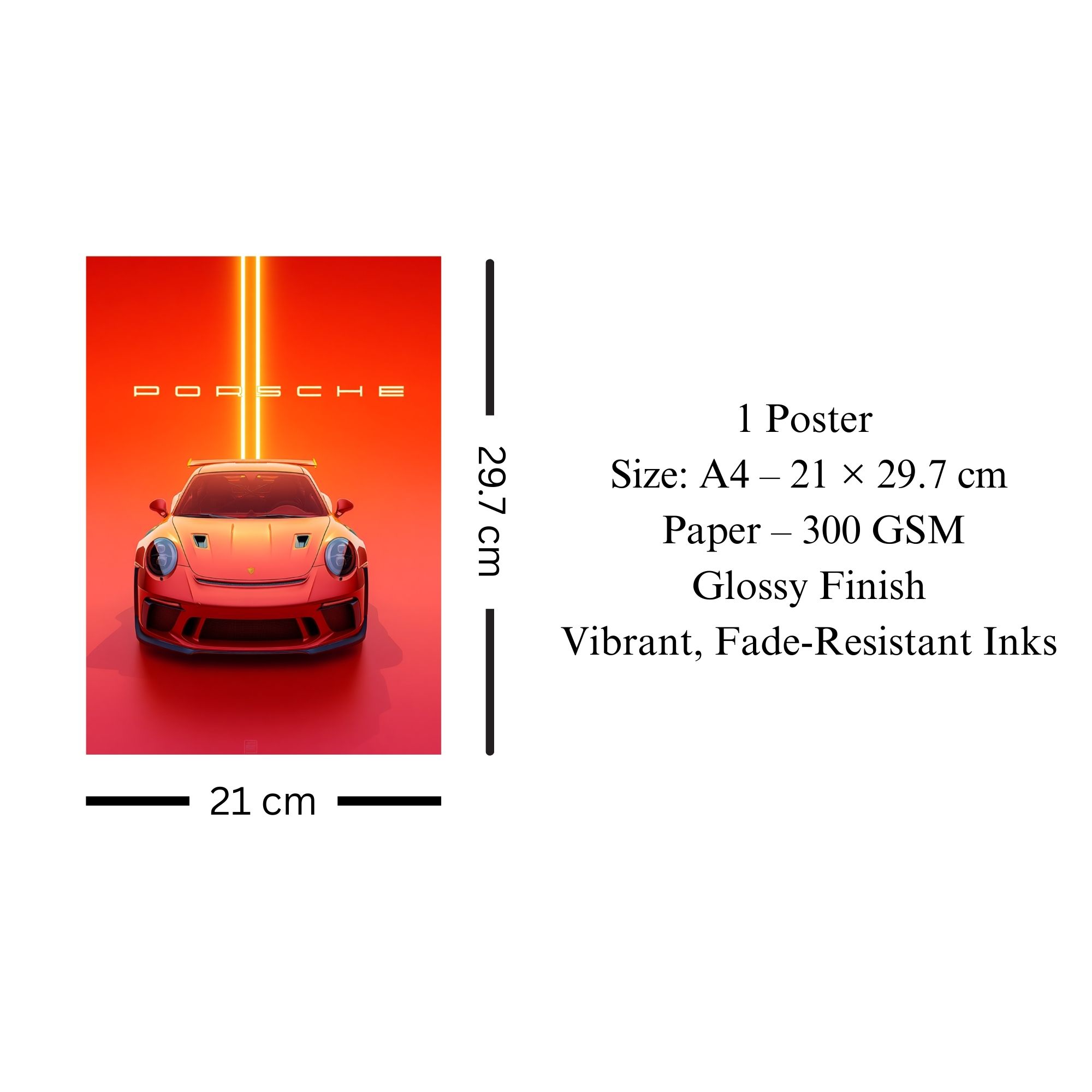 Porsche GT Poster A4 | Red Supercar Wall Art thumbnail 3