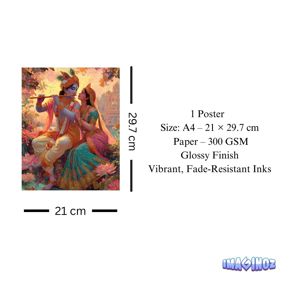 Radha Krishna Flute Poster A4 thumbnail 3