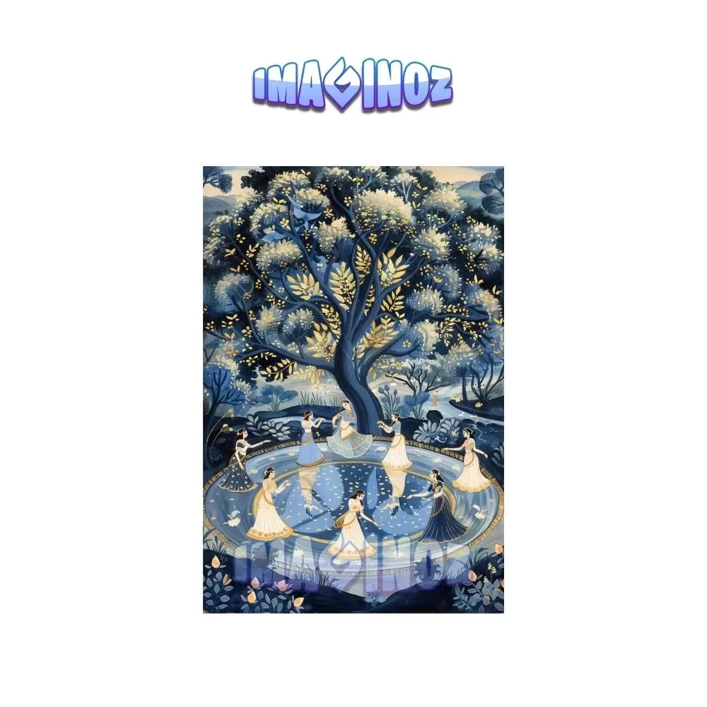 Radha Krishna Raas Leela Poster A4 | Traditional Indian Culture Wall Art