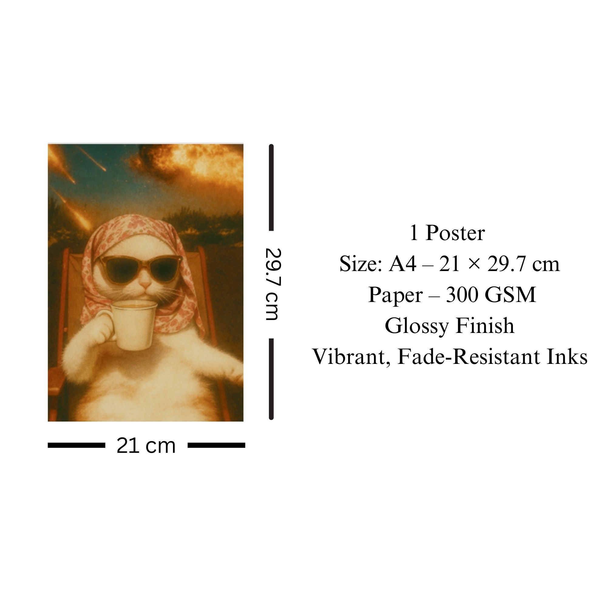 Relaxing Cat Funny Poster A4 thumbnail 3