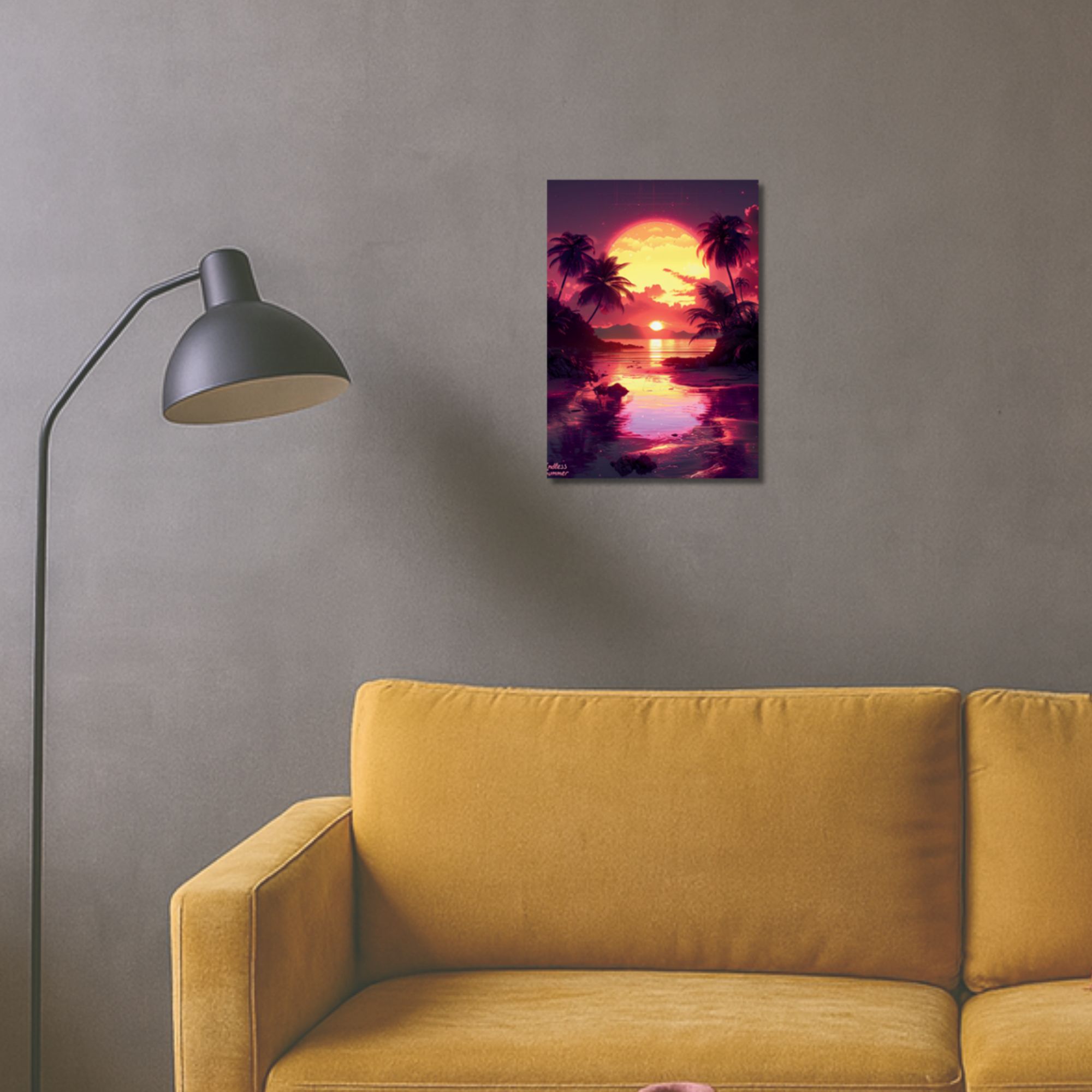 Retro Neon Sunset Poster A4 thumbnail 2