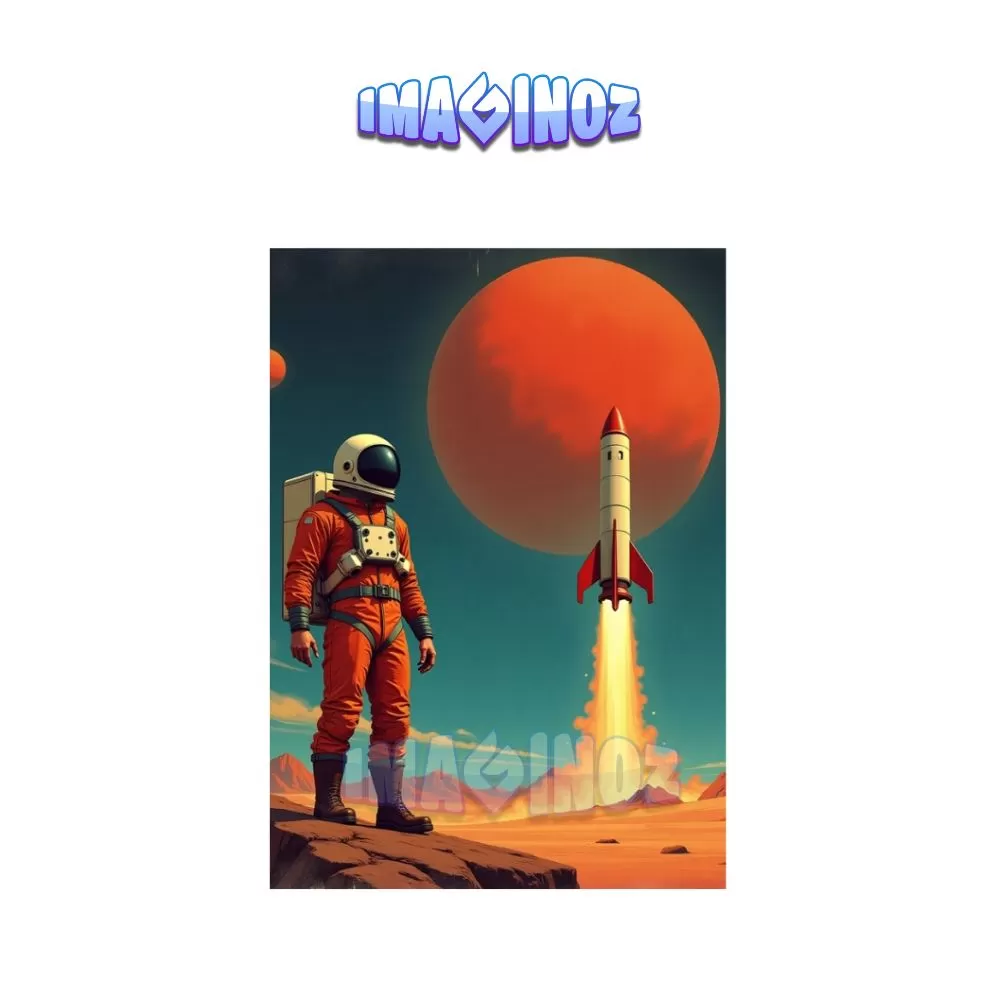 Retro Space Explorer Poster A4