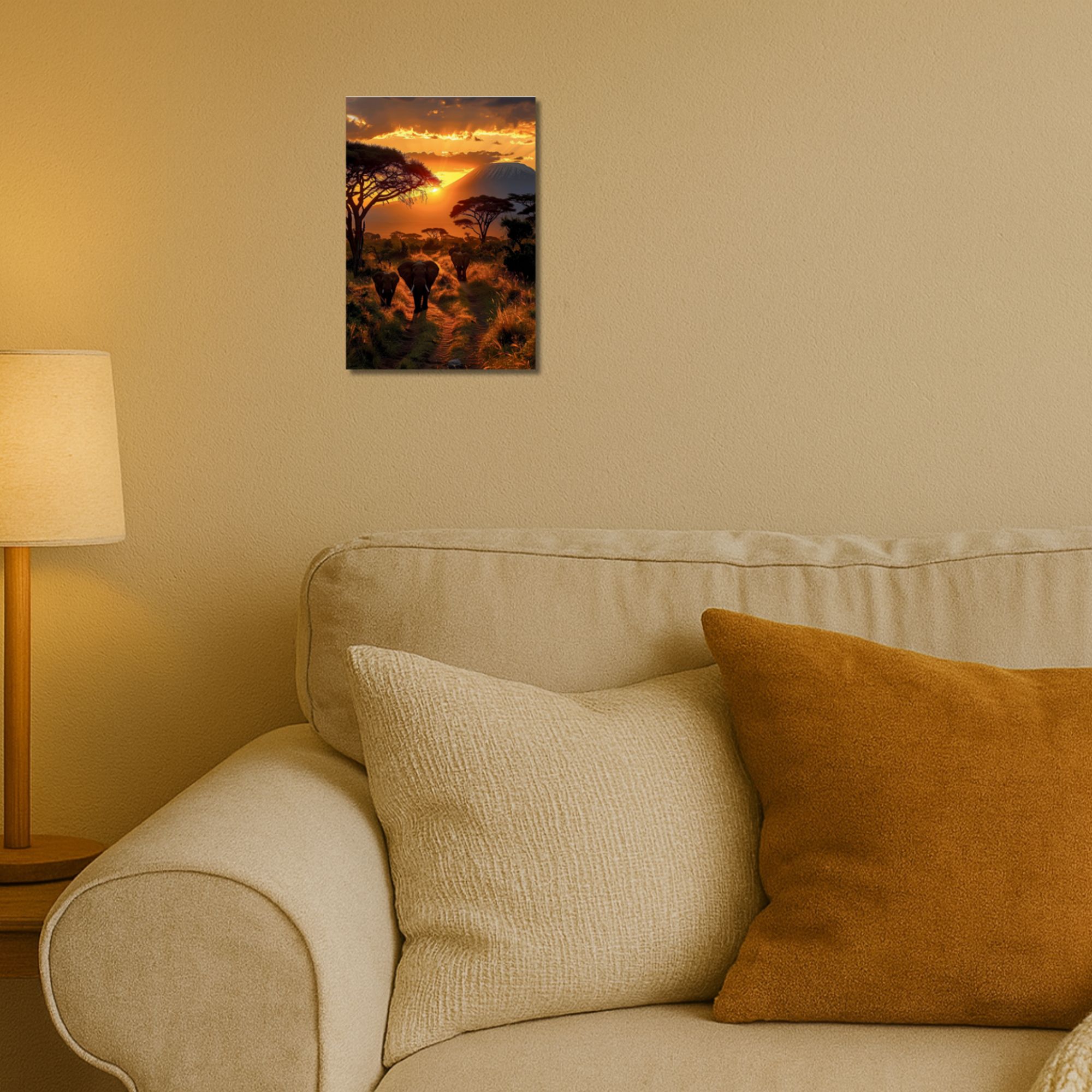 Safari Sunset Elephants Poster A4 image 2