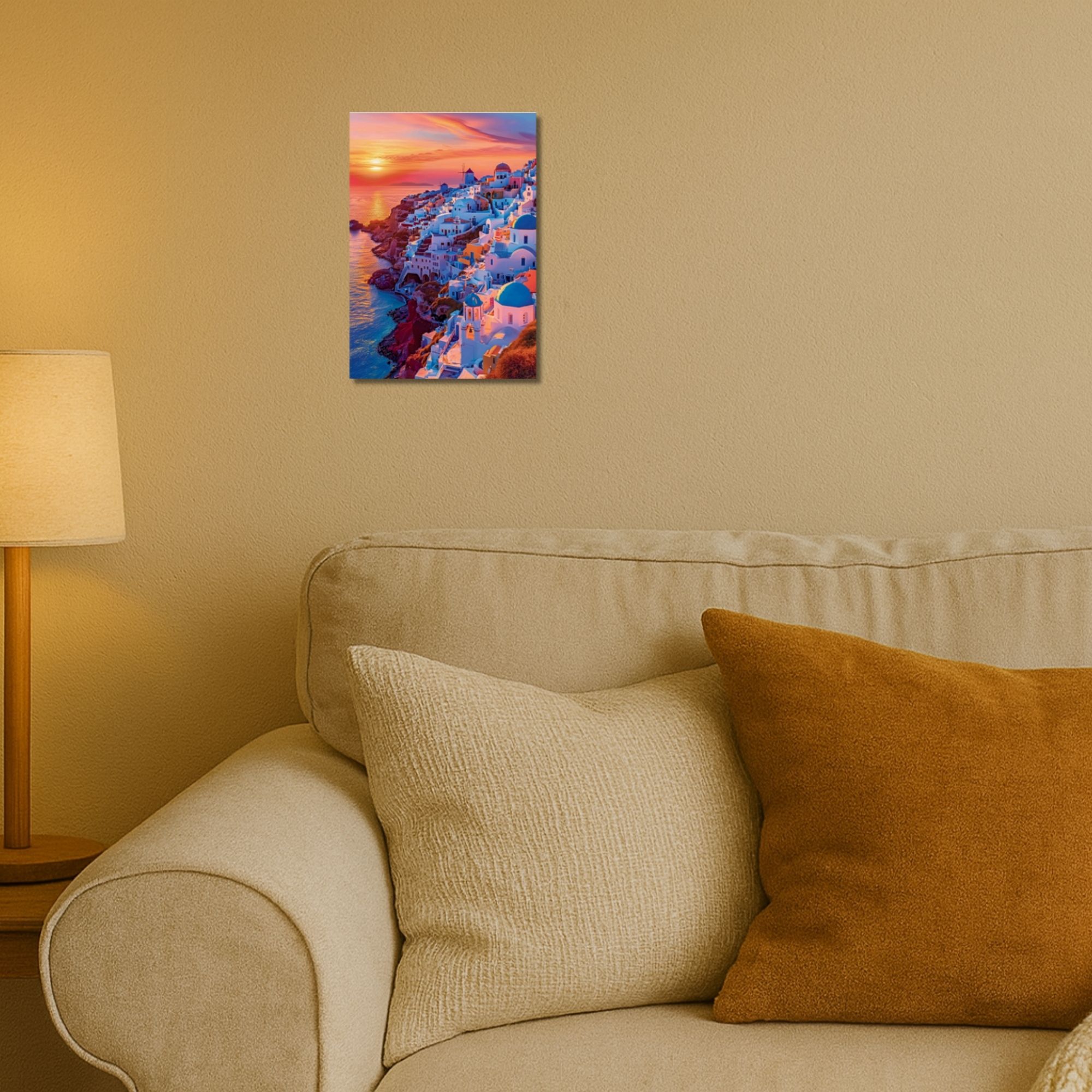 Santorini Cliffside Sunset Poster A4 image 2