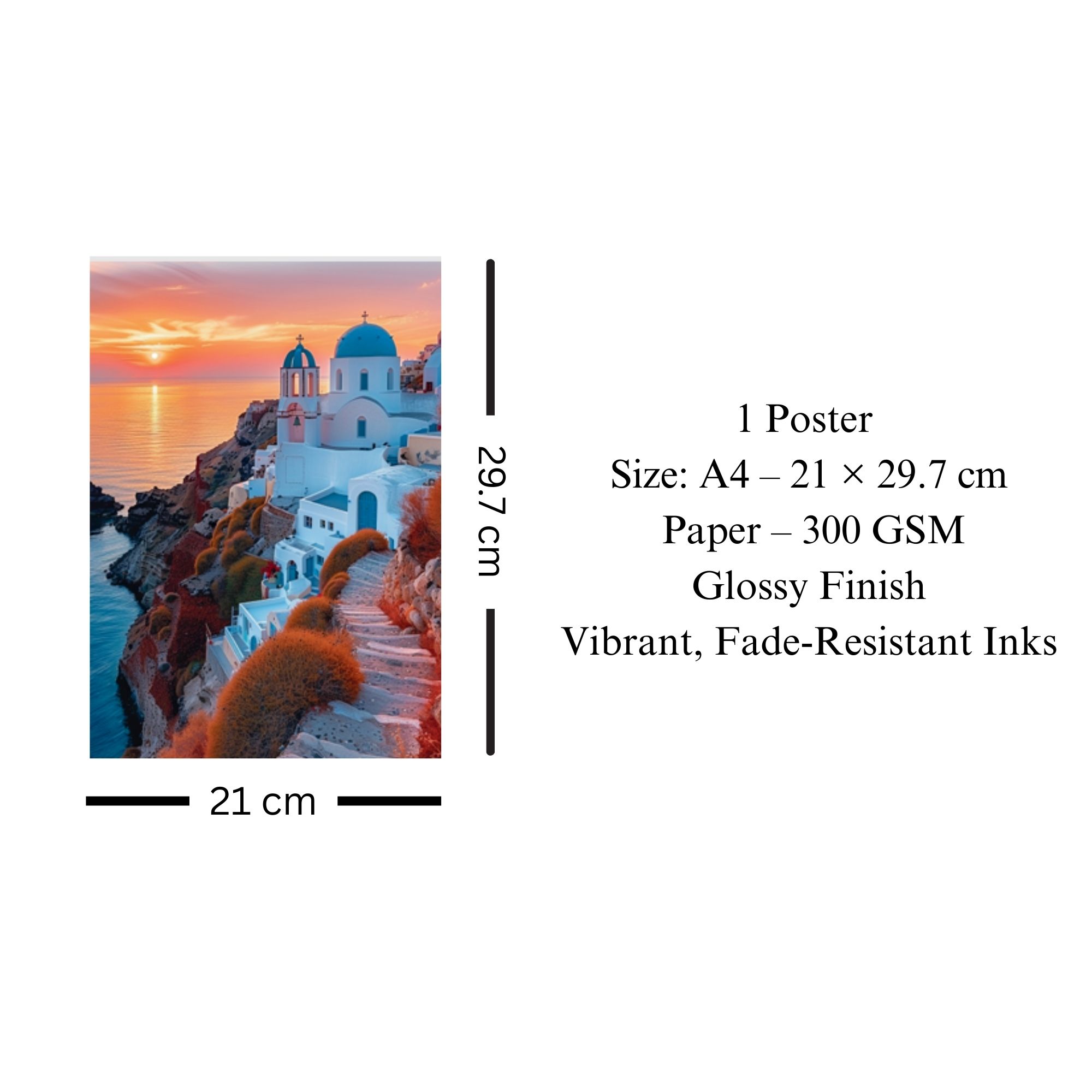 Santorini Sunset Poster A4 thumbnail 3