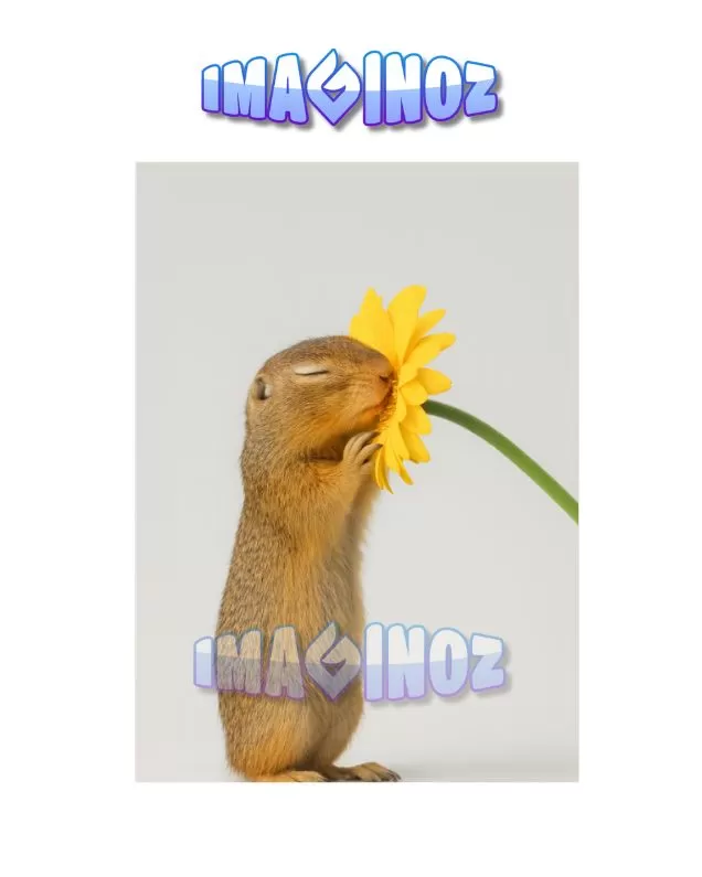 Squirrel with Flower Poster A4