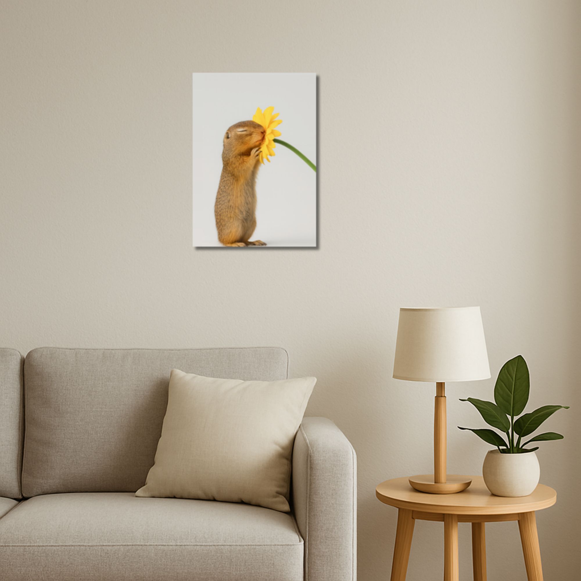 Squirrel with Flower Poster A4 thumbnail 2