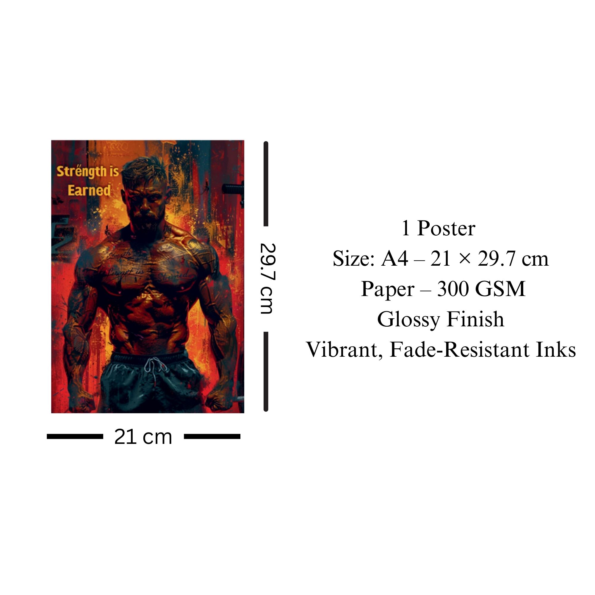 Strength is Earned Gym Poster A4 thumbnail 3