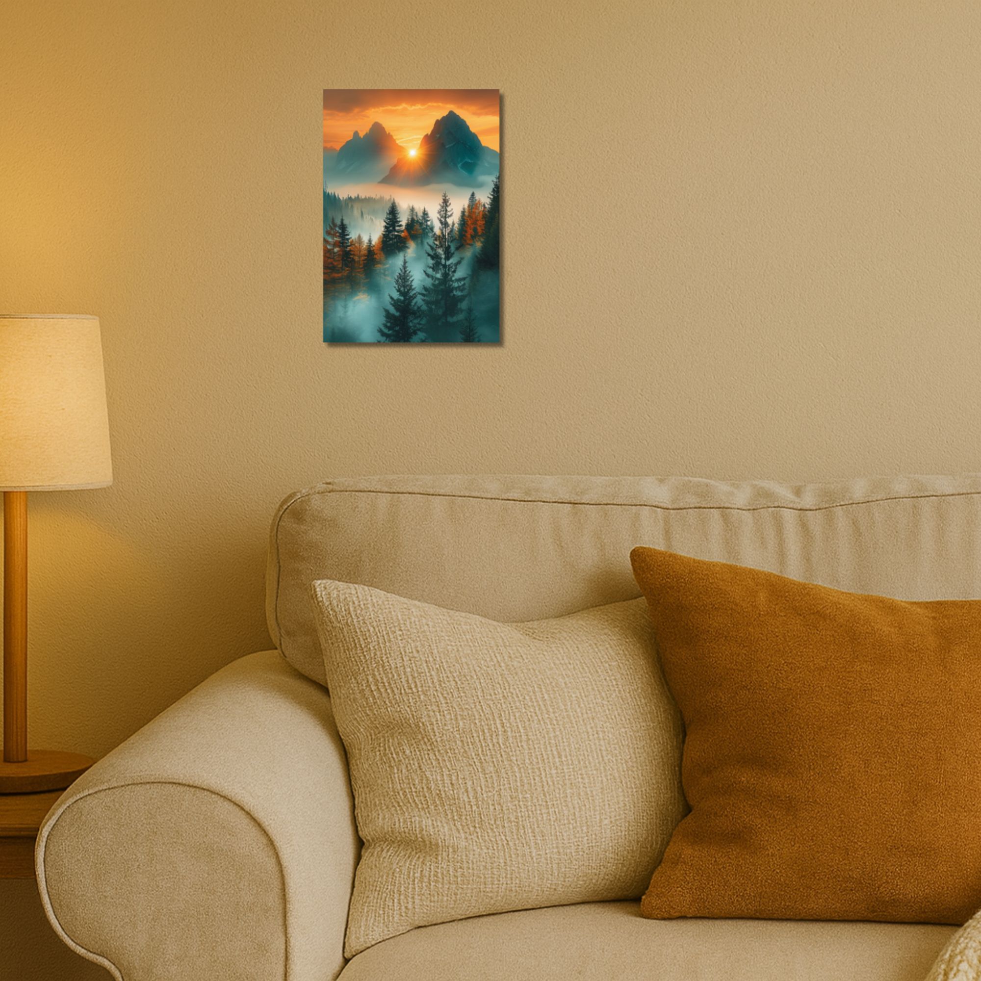 Sunrise Mountain Forest Poster A4 image 2