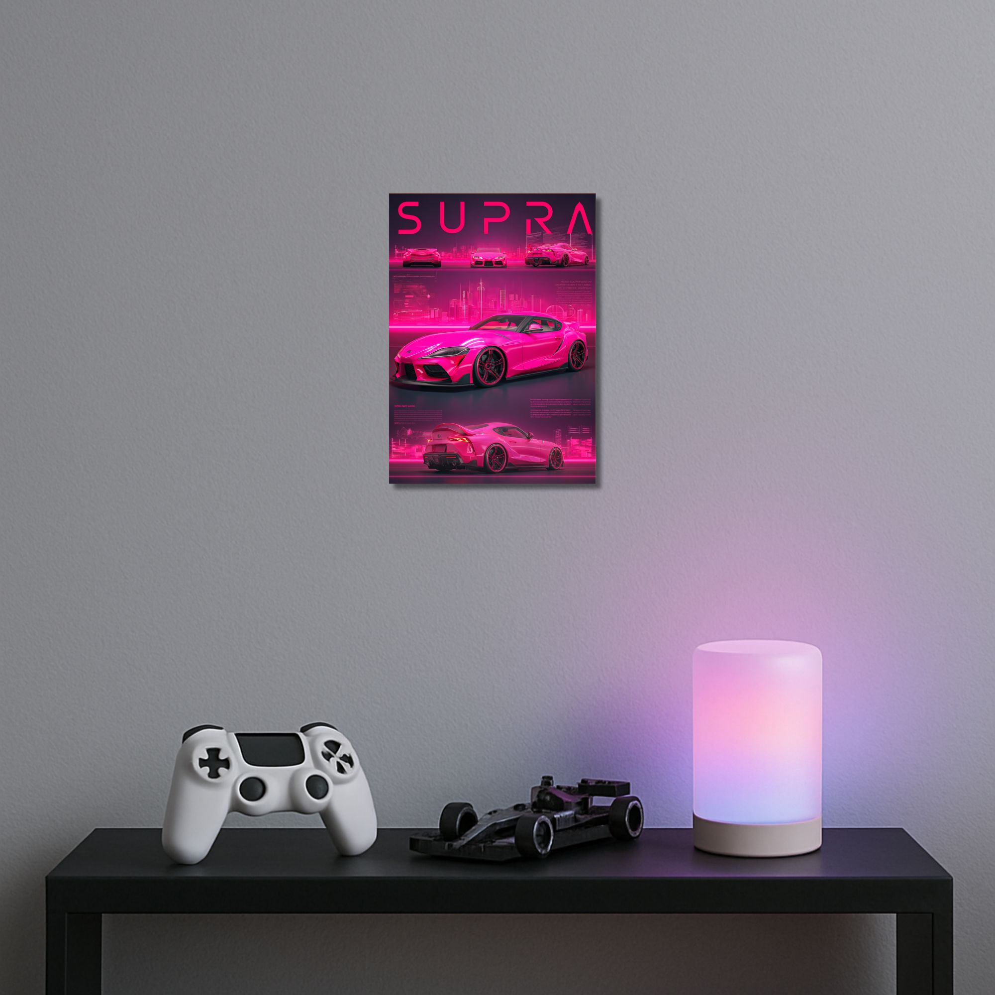 Toyota Supra Poster A4 | Neon Pink JDM Car Wall Art thumbnail 2