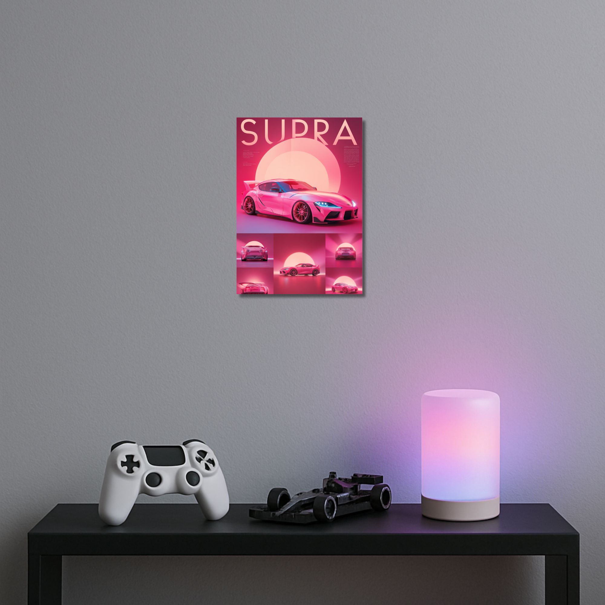 Toyota Supra Sunset Poster A4 | Neon Pink JDM Car Wall Art thumbnail 2
