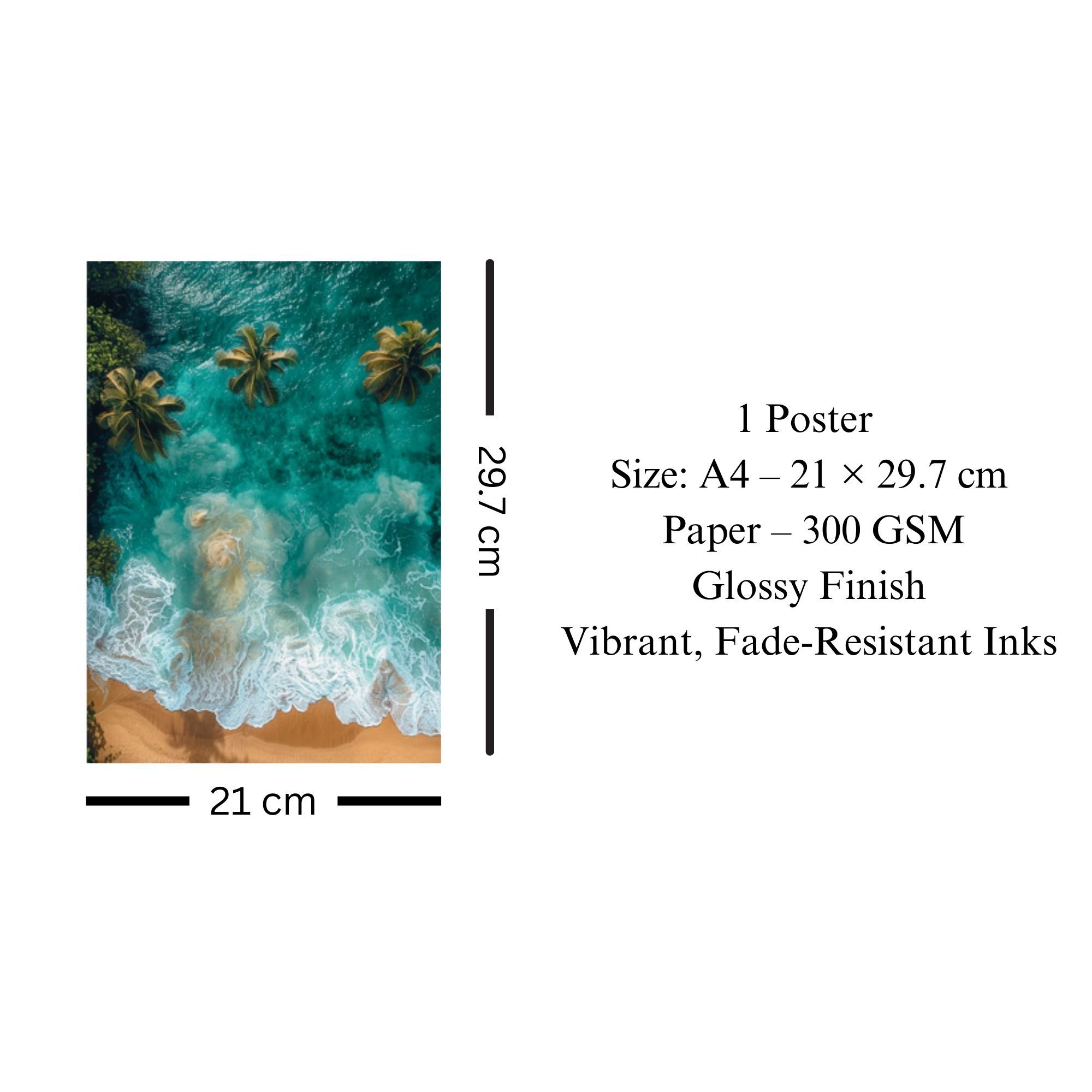 Tropical Ocean Waves Poster A4 image 3