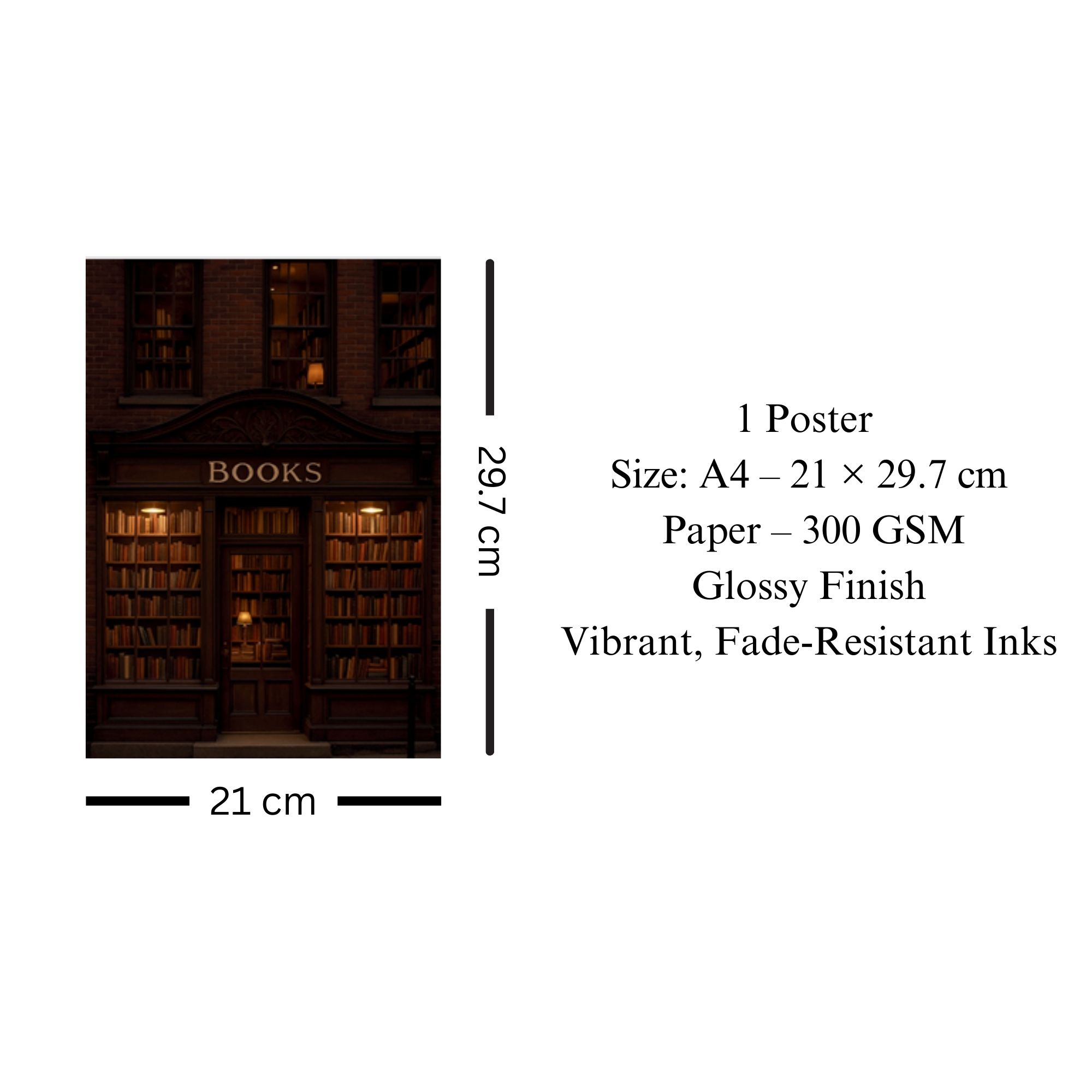 Vintage Bookstore Aesthetic Poster A4 thumbnail 3