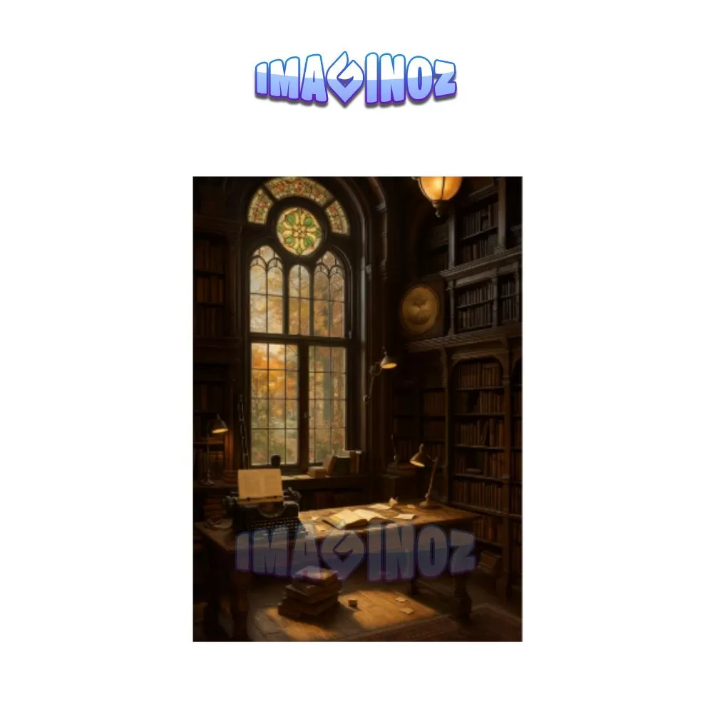 Vintage Library Study Poster A4