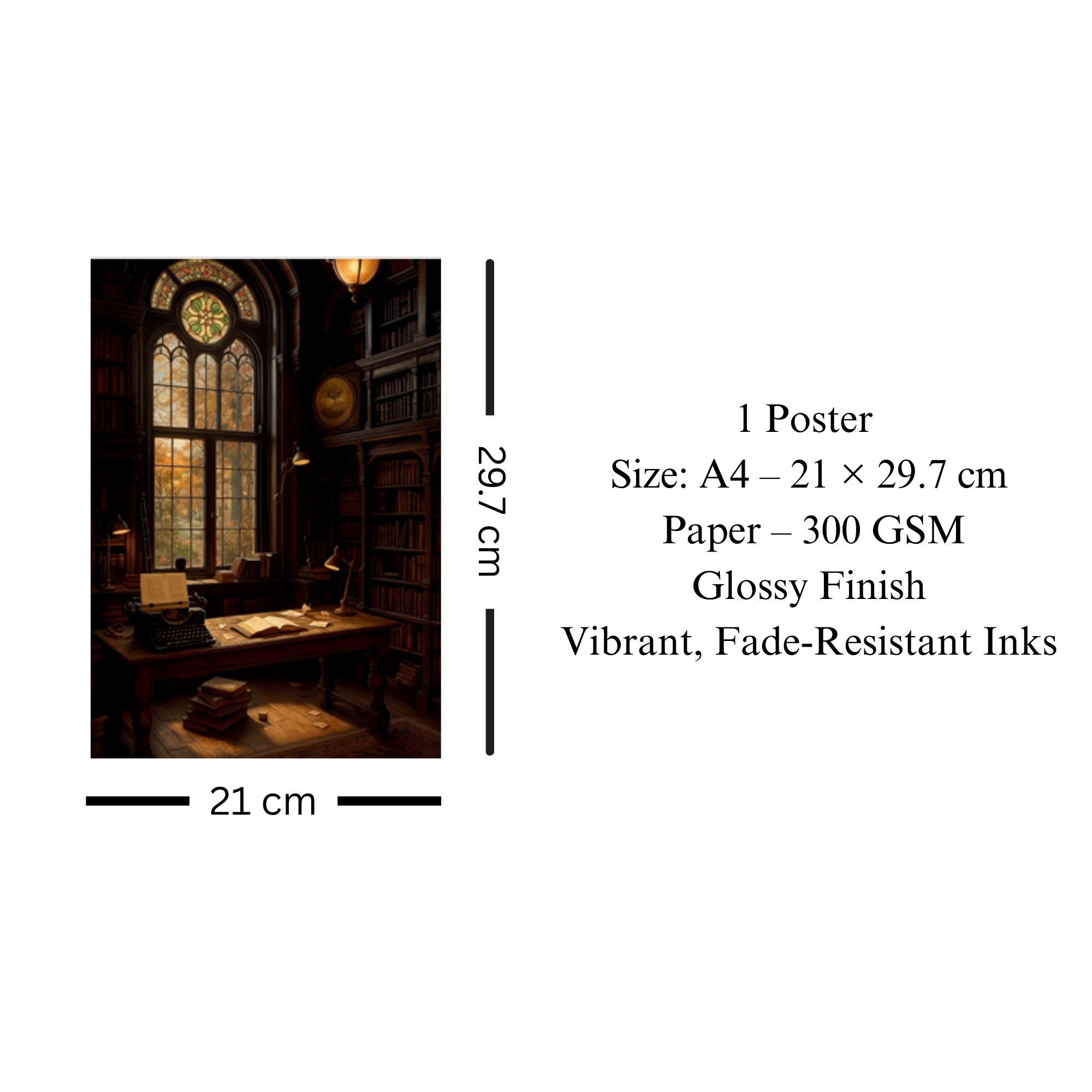 Vintage Library Study Poster A4 thumbnail 3