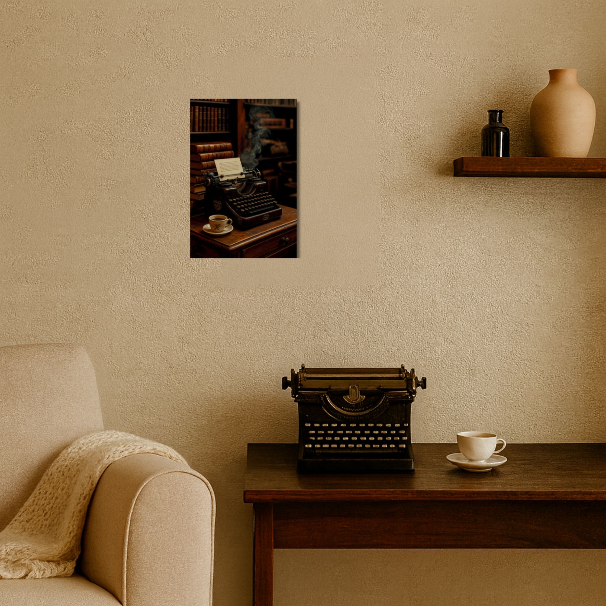Vintage Typewriter & Coffee Poster A4 thumbnail 2