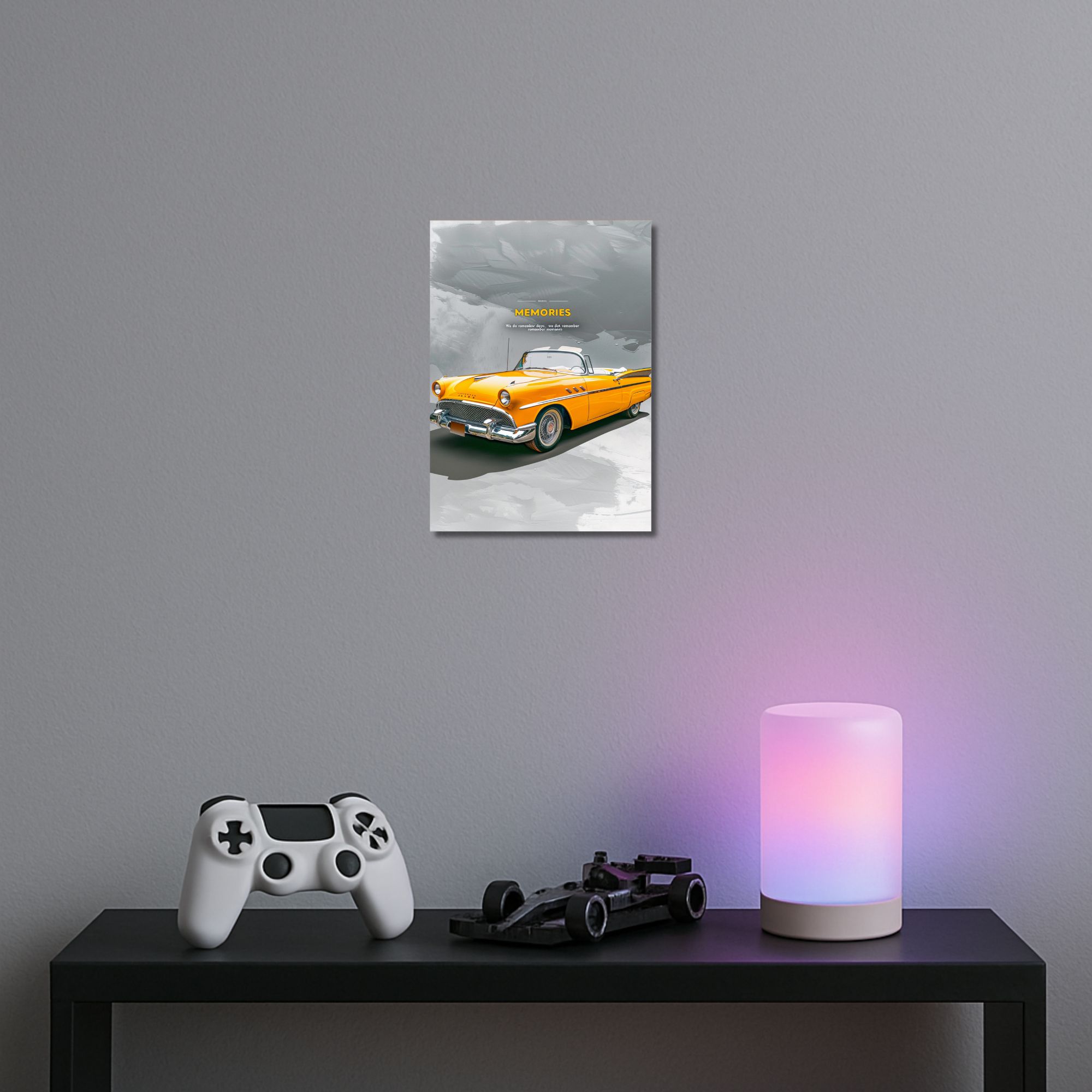 Vintage Yellow Convertible Car Poster A4 – “Memories” Edition thumbnail 2