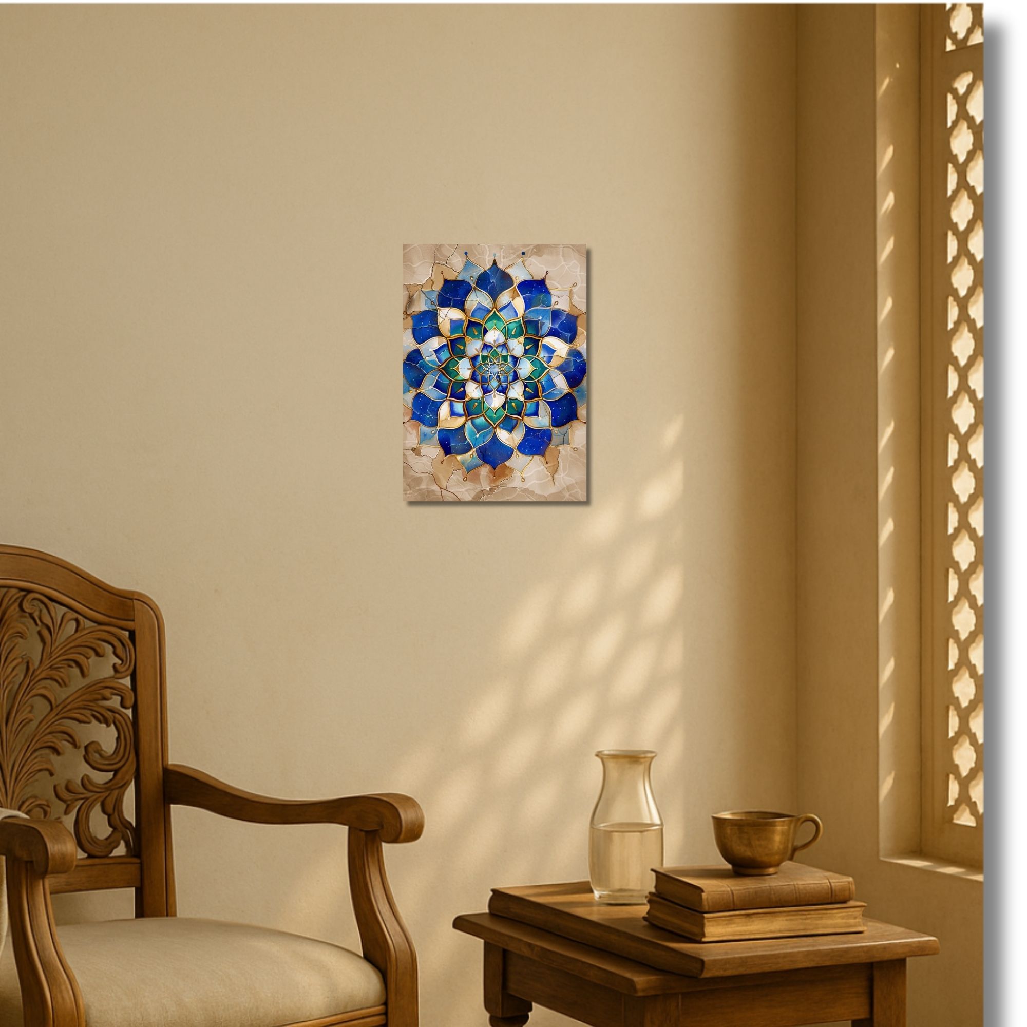 Blue Lotus Mandala Poster A4 | Meditation & Spiritual Wall Art thumbnail 2