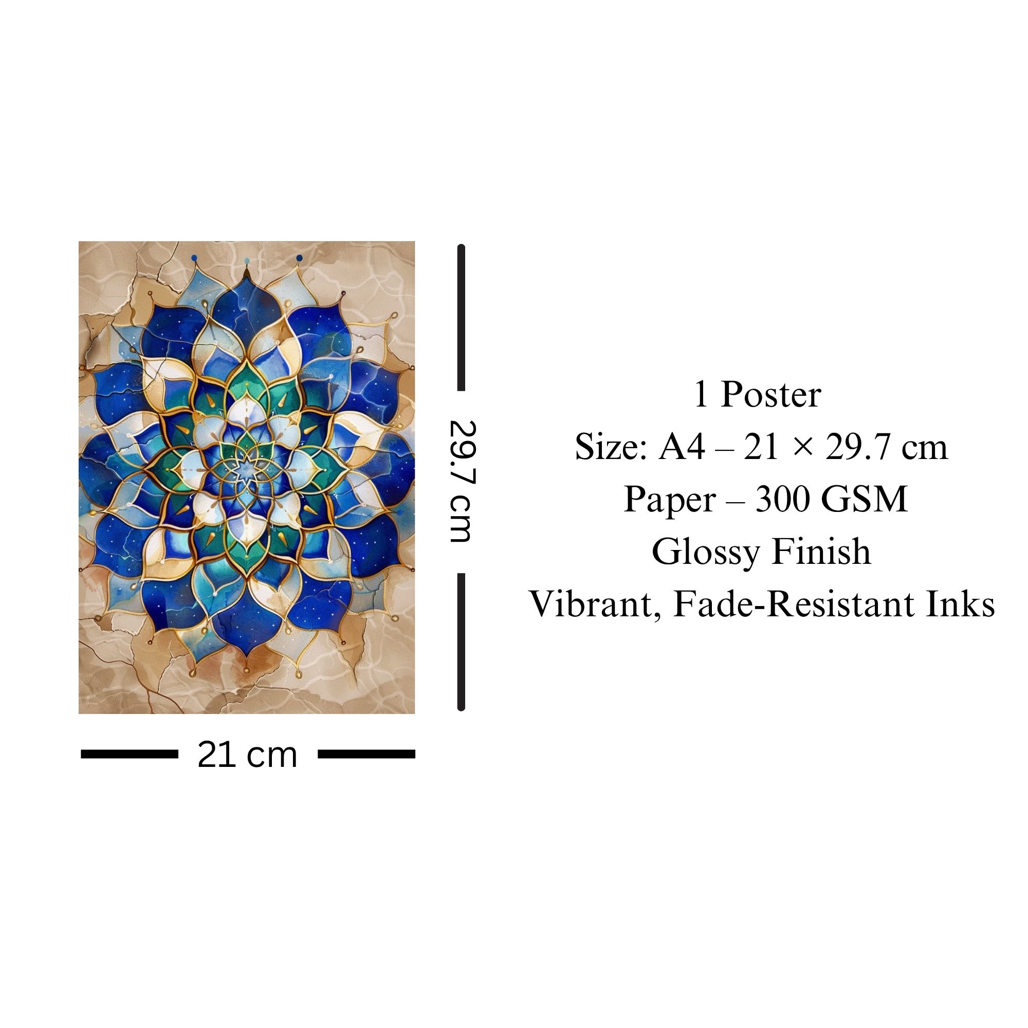 Blue Lotus Mandala Poster A4 | Meditation & Spiritual Wall Art thumbnail 3