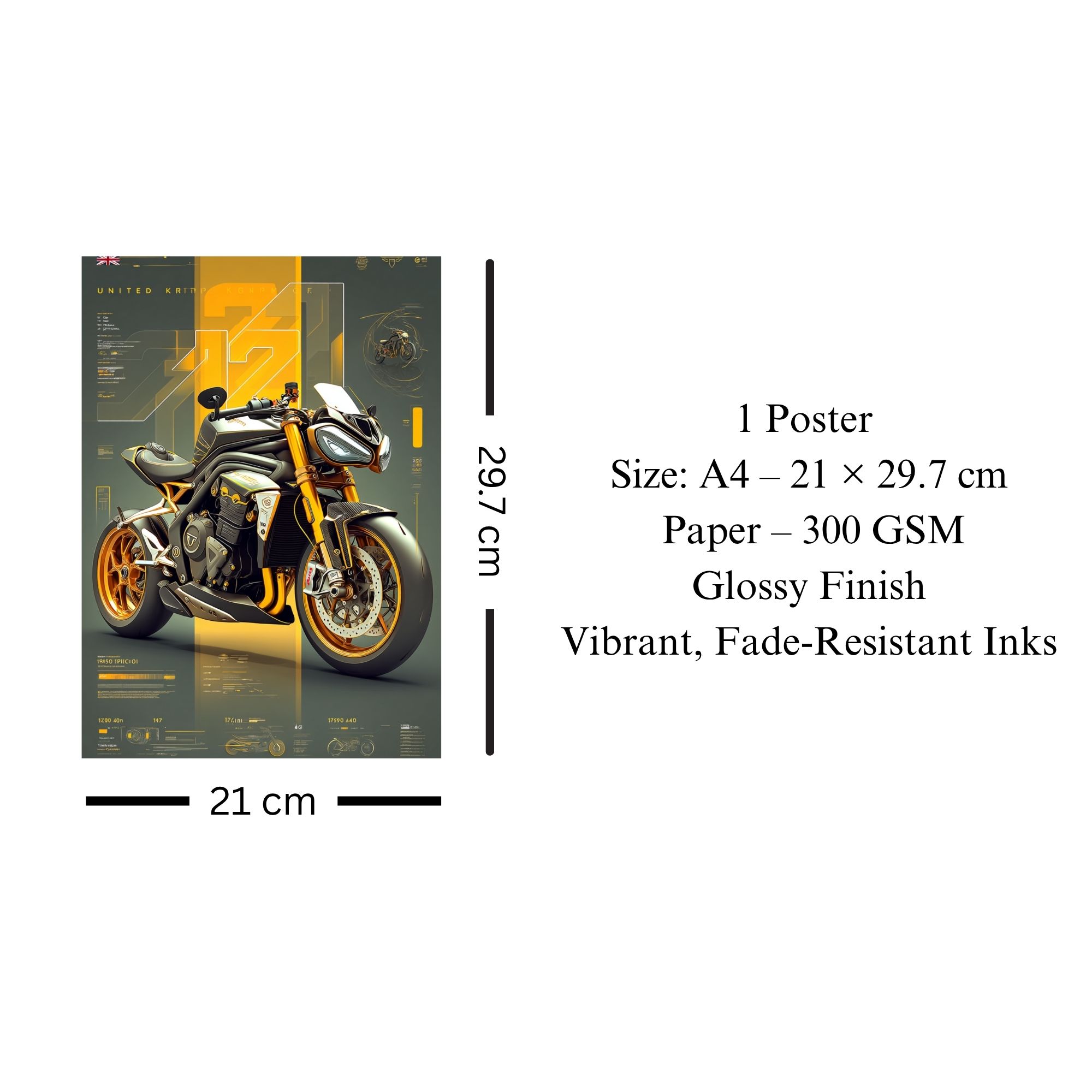Futuristic Triumph Concept Poster A4 | High-Tech Motorcycle Wall Art thumbnail 3