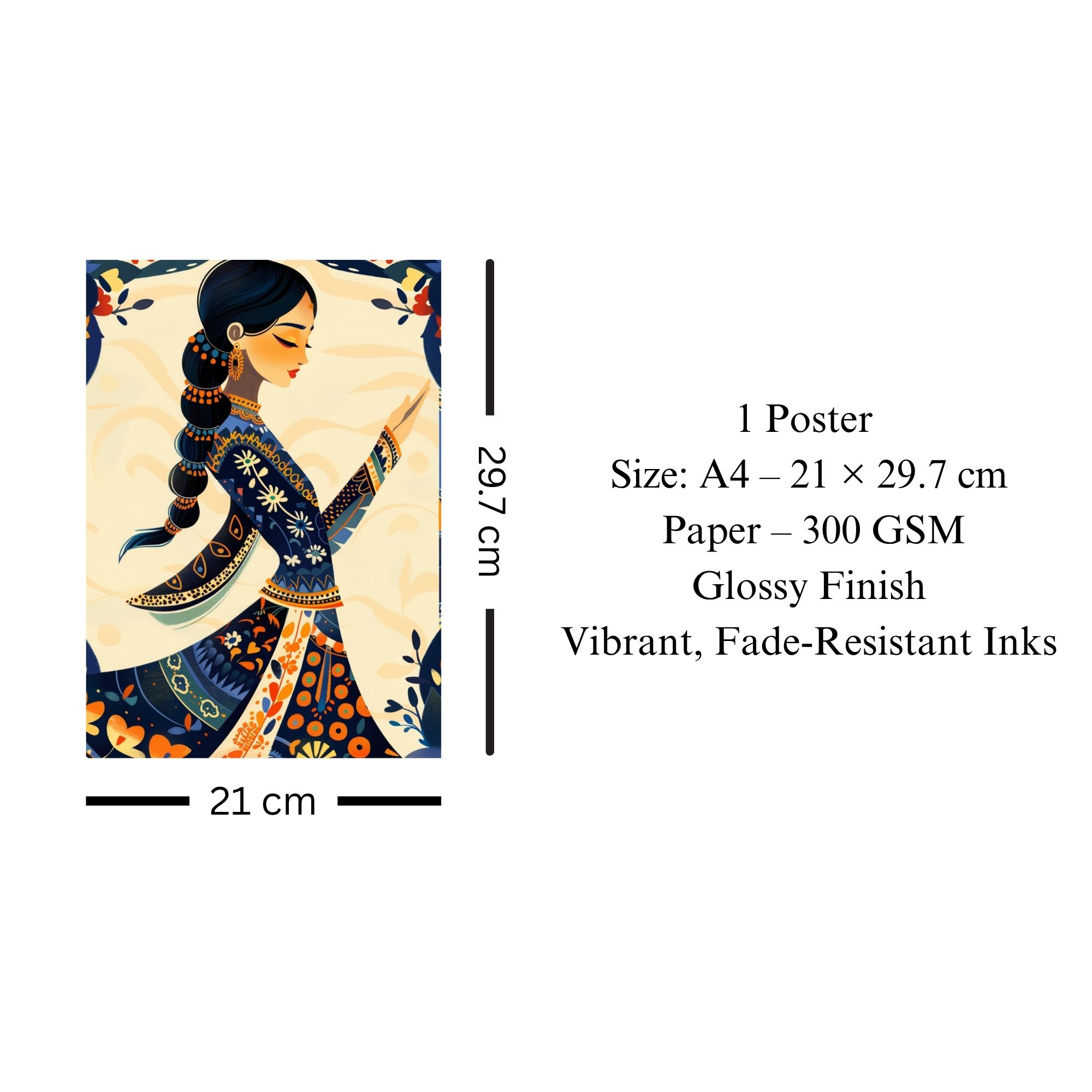 Graceful Indian Woman Poster A4 | Heritage Cultural Wall Art thumbnail 3
