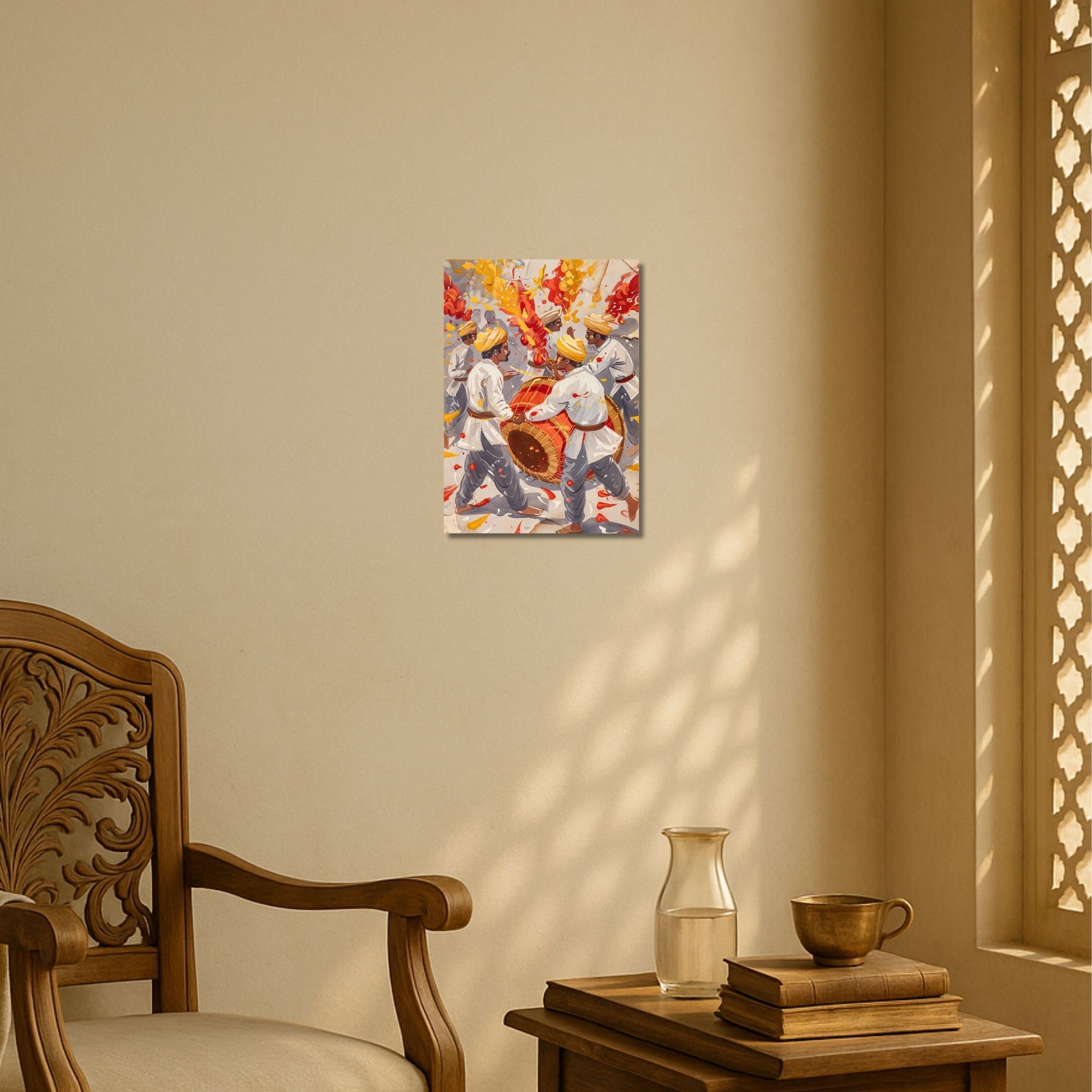 Holi Celebration with Dhol Poster A4 | Indian Festival Wall Art thumbnail 2