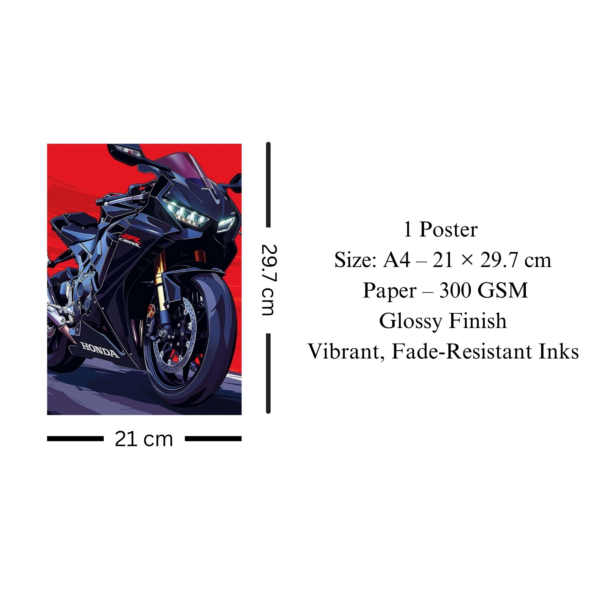 Honda CBR Fireblade Superbike Poster A4 | Premium Wall Art thumbnail 3