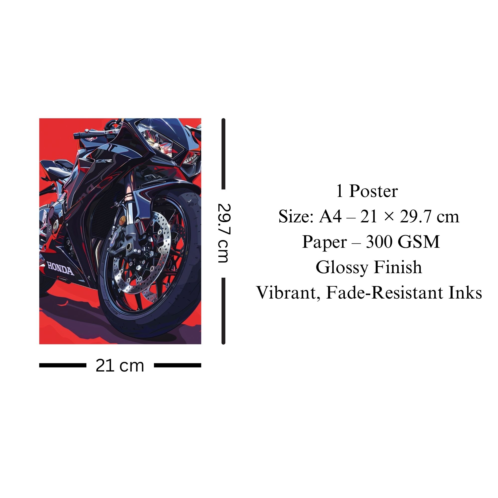 Honda CBR Superbike Poster A4 | Premium Motorcycle Wall Art thumbnail 3