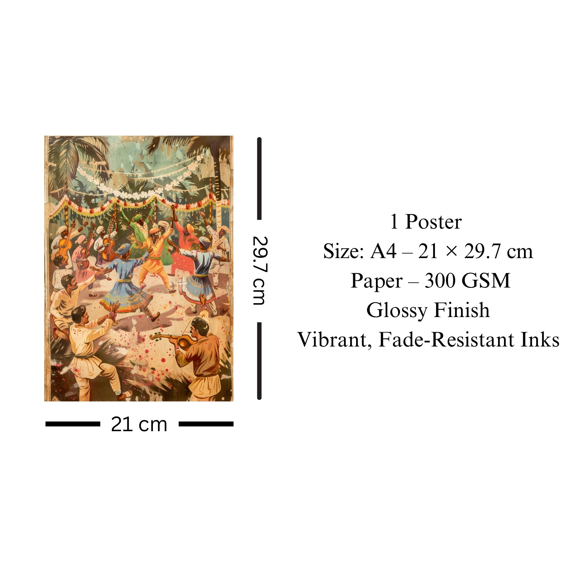 Indian Folk Dance Celebration Poster A4 | Cultural Festival Wall Art thumbnail 3