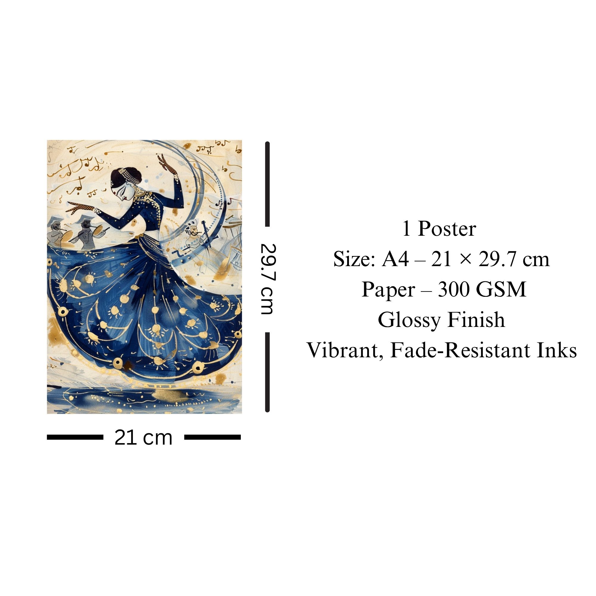 Kathak Dance Poster A4 | Indian Culture Performing Arts Wall Art thumbnail 3