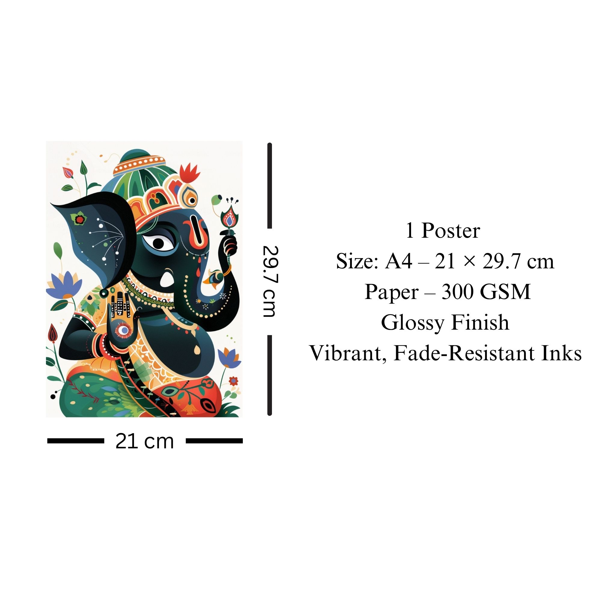 Lord Ganesha Poster A4 | Indian Culture Spiritual Wall Art thumbnail 3