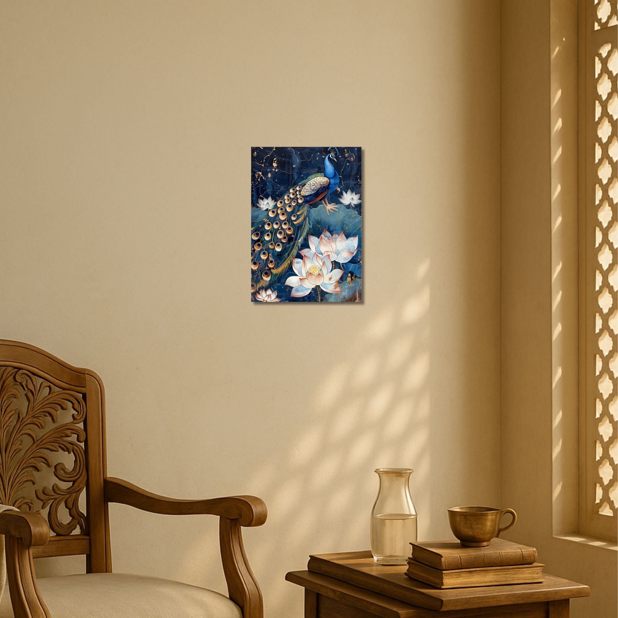 Peacock with Lotus Poster A4 | Indian Cultural Wall Art thumbnail 2