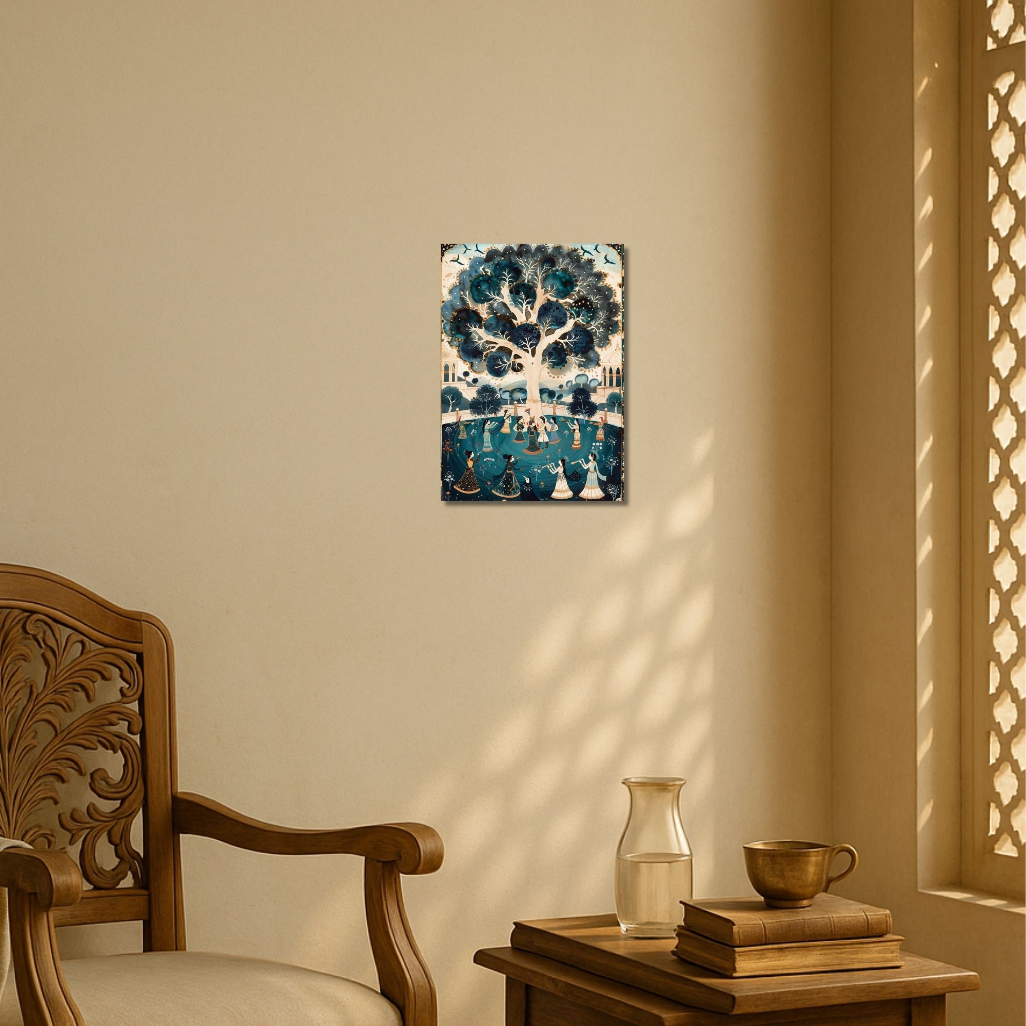 Raas-Leela Under the Sacred Tree Poster A4 | Indian Culture Spiritual Wall Art thumbnail 2