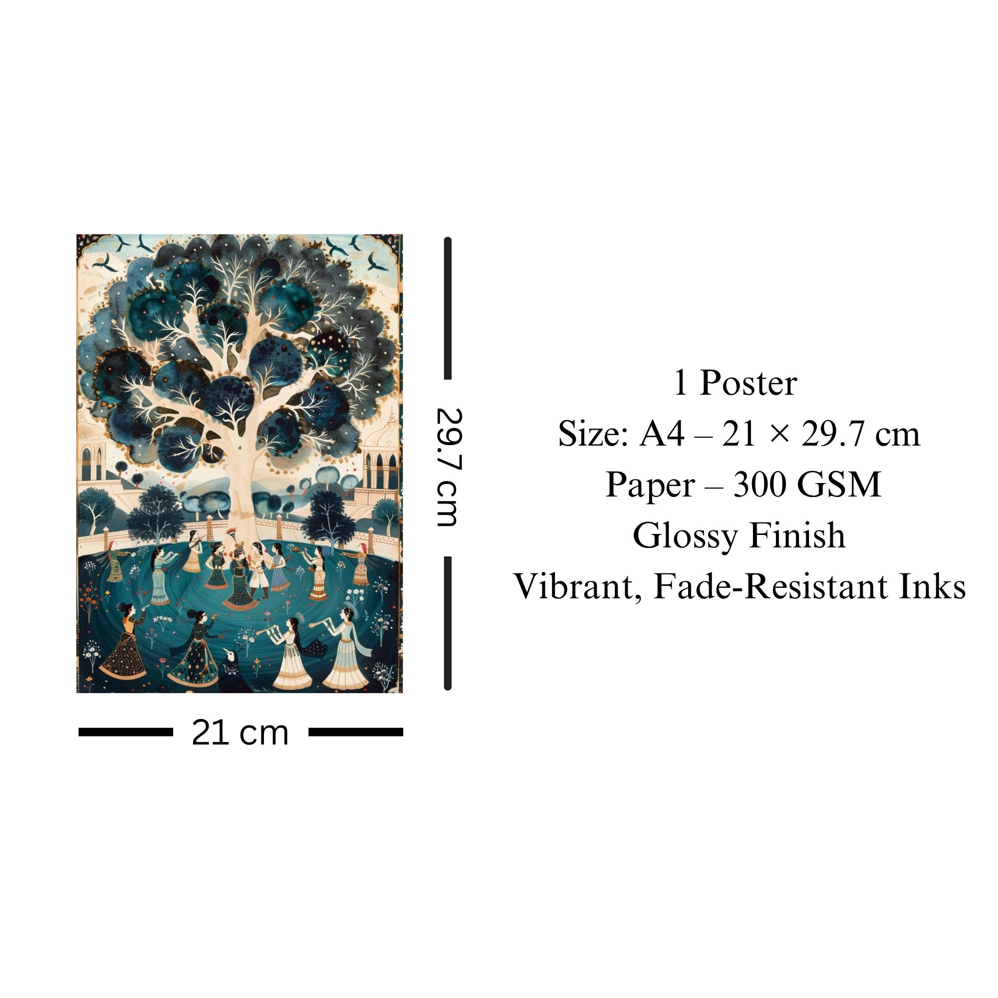 Raas-Leela Under the Sacred Tree Poster A4 | Indian Culture Spiritual Wall Art thumbnail 3