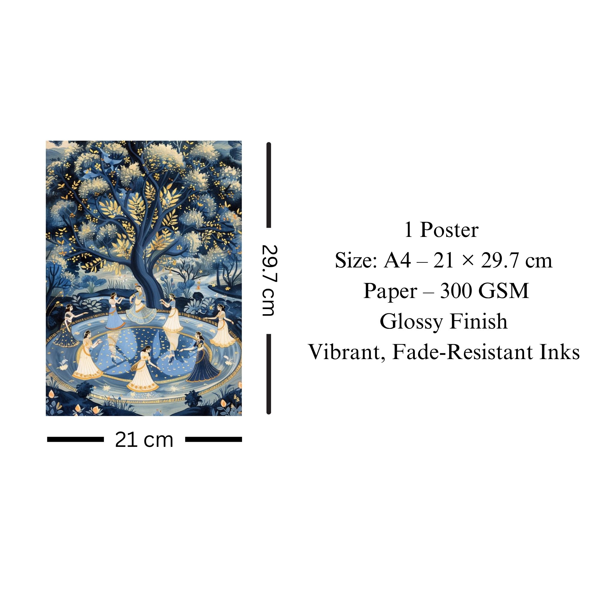 Radha Krishna Raas Leela Poster A4 | Traditional Indian Culture Wall Art thumbnail 3