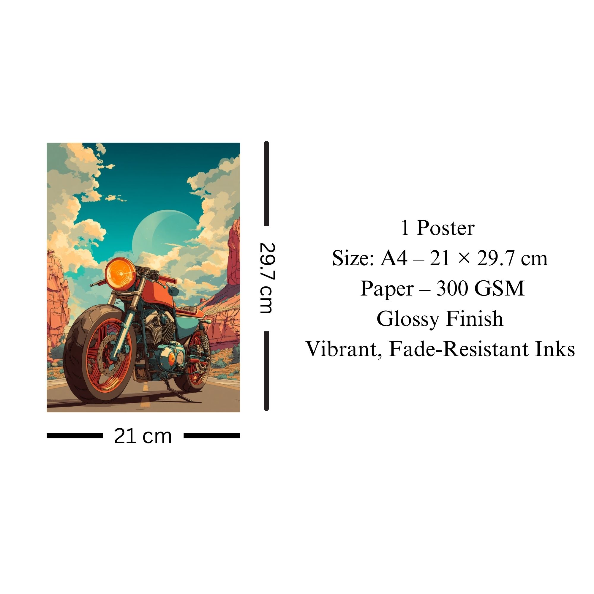 Retro Café Racer Motorcycle Poster A4 | Vintage Bike Wall Art thumbnail 3