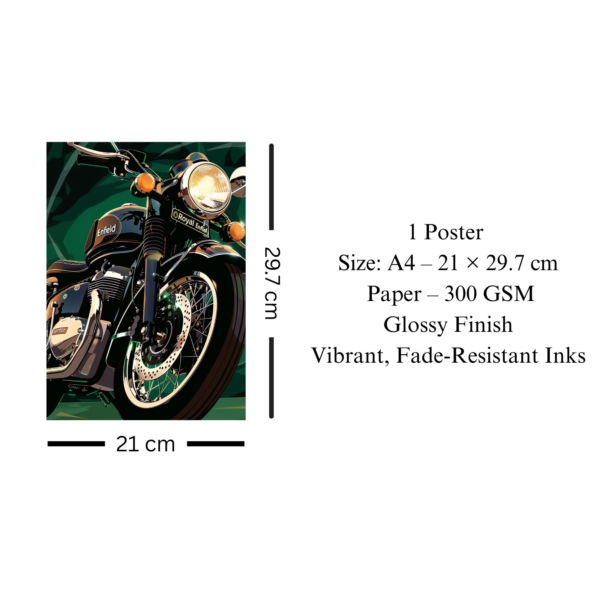 Royal Enfield Classic Motorcycle Poster A4 | Premium Wall Art thumbnail 3