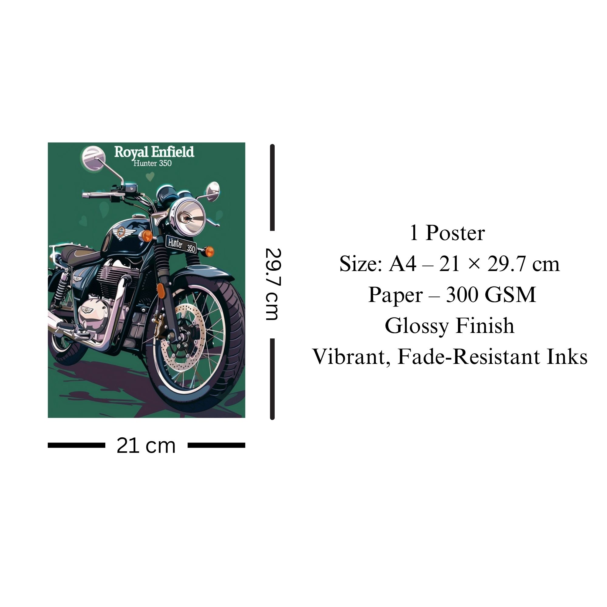 Royal Enfield Hunter 350 Poster A4 | Classic Bike Wall Art thumbnail 3