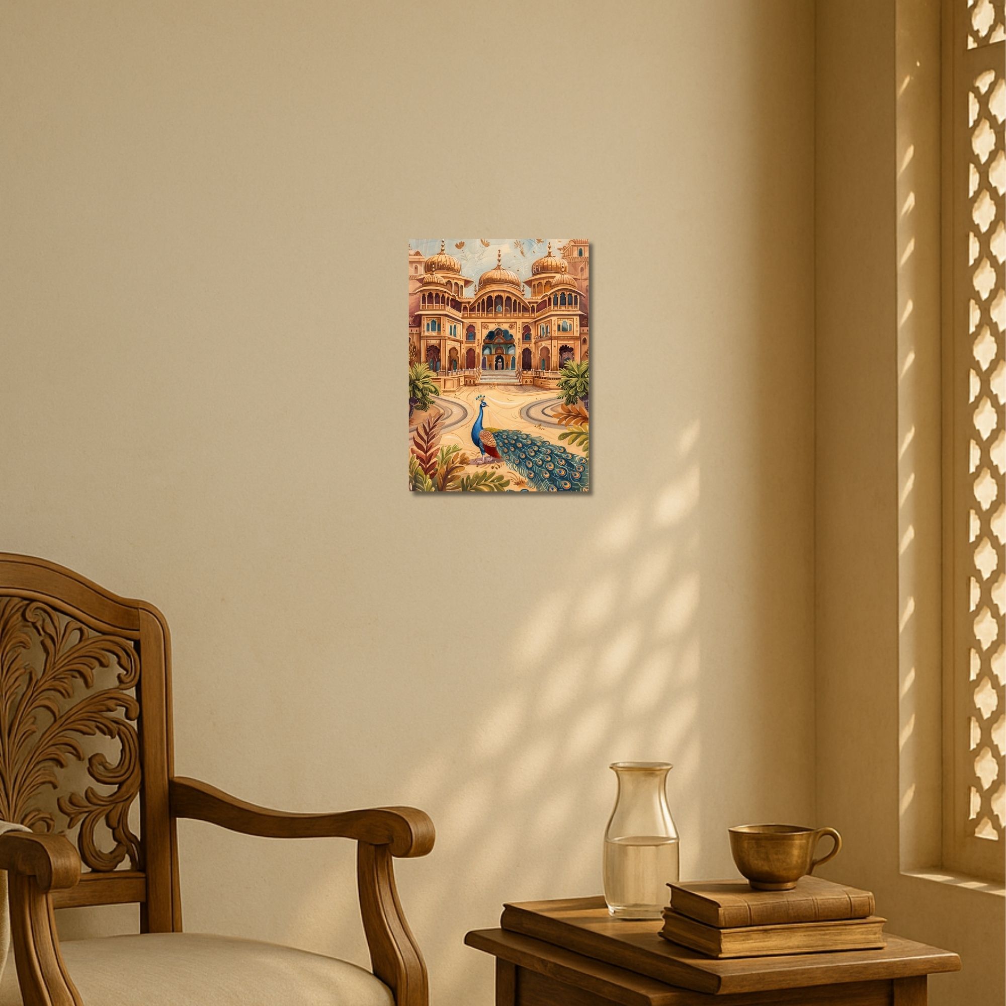 Royal Palace Courtyard with Peacock Poster A4 | Indian Culture Wall Art thumbnail 2