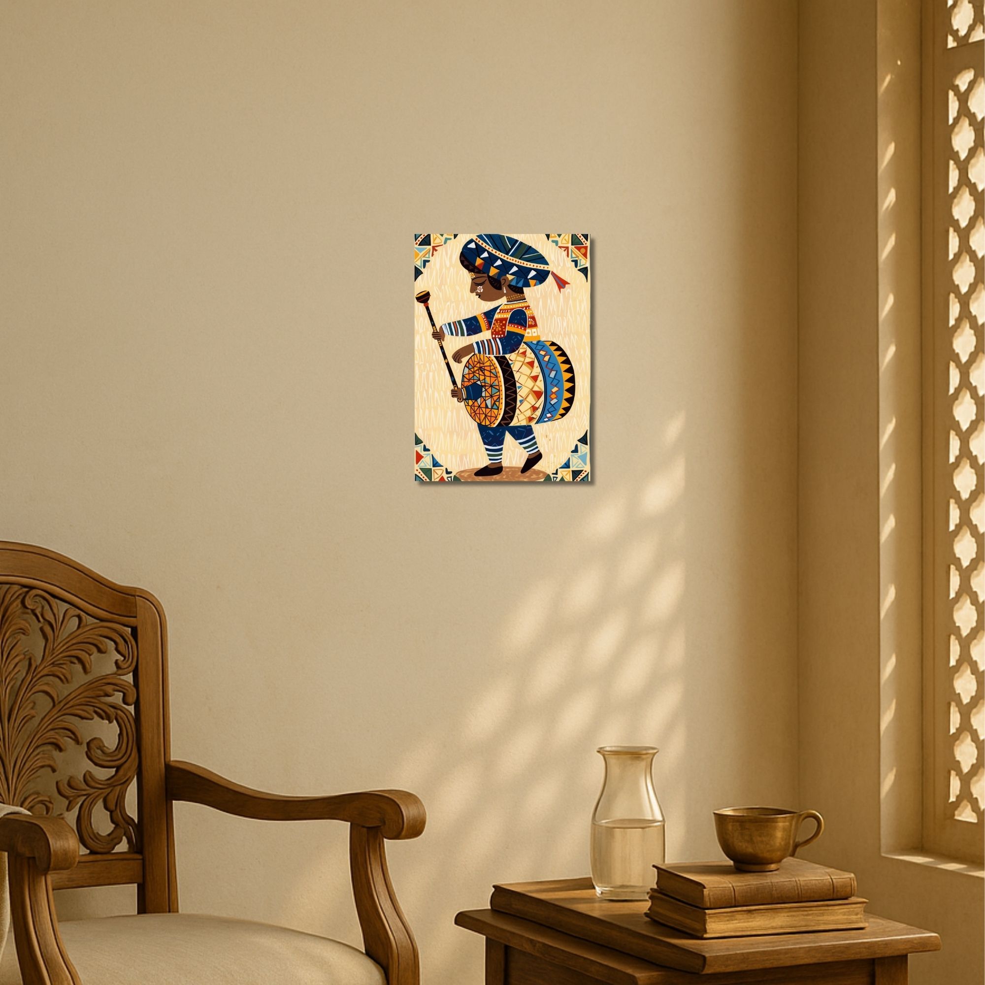 Traditional Indian Drummer Poster A4 | Folk Culture Wall Art thumbnail 2