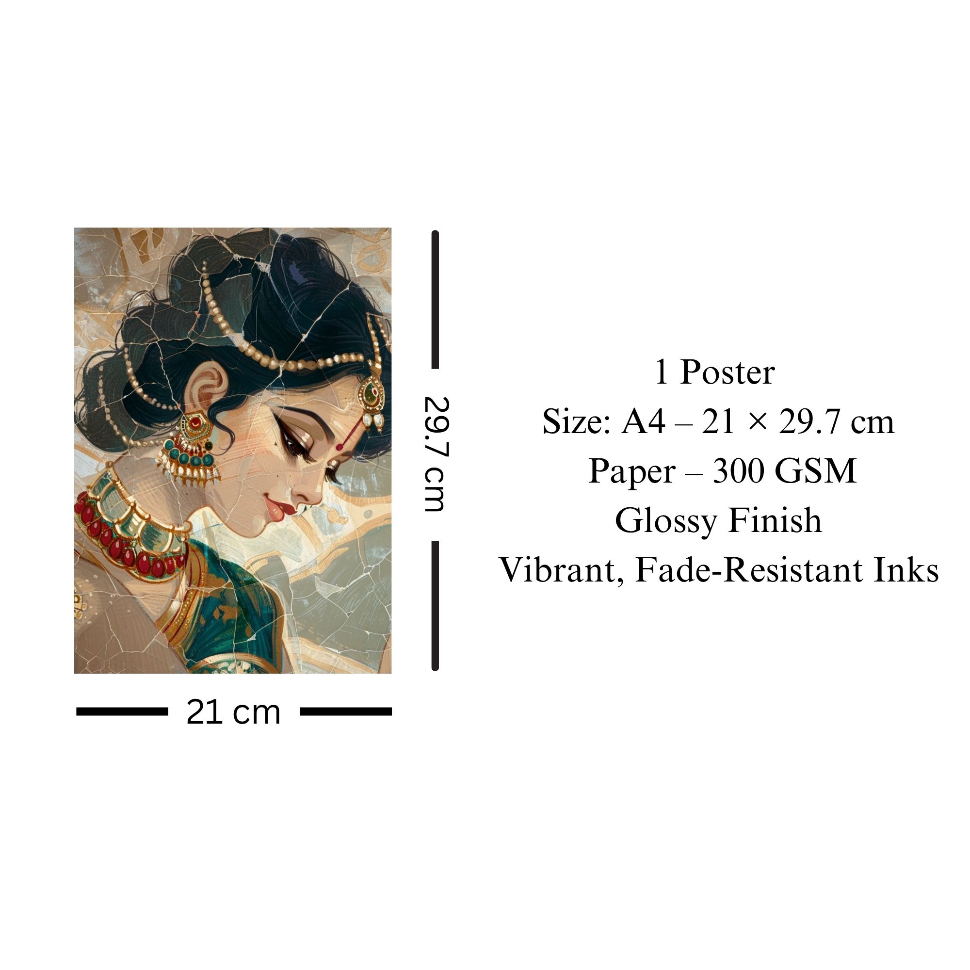 Traditional Indian Woman Portrait Poster A4 | Cultural Wall Art thumbnail 3