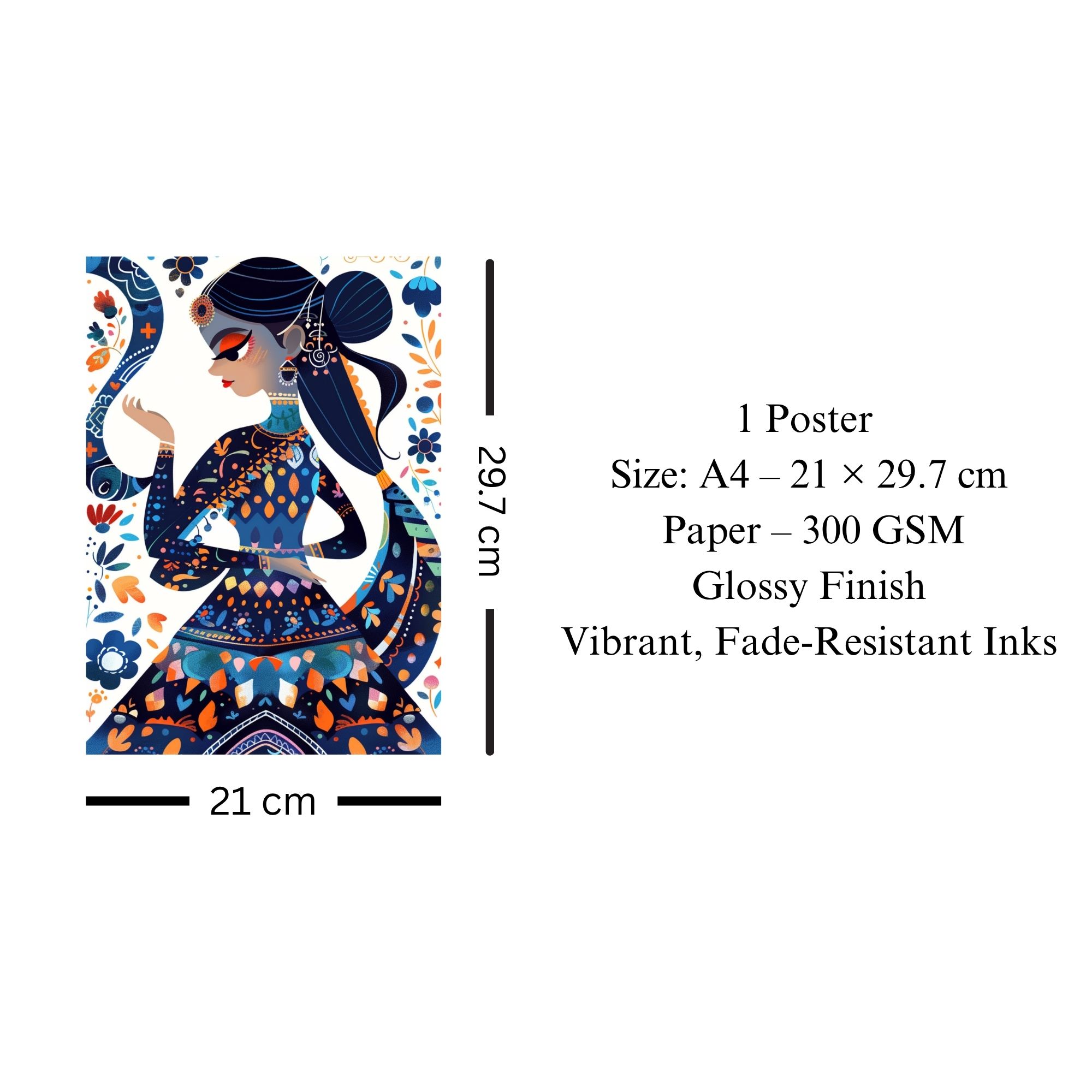 Traditional Indian Woman Poster A4 | Cultural Wall Art — image 3
