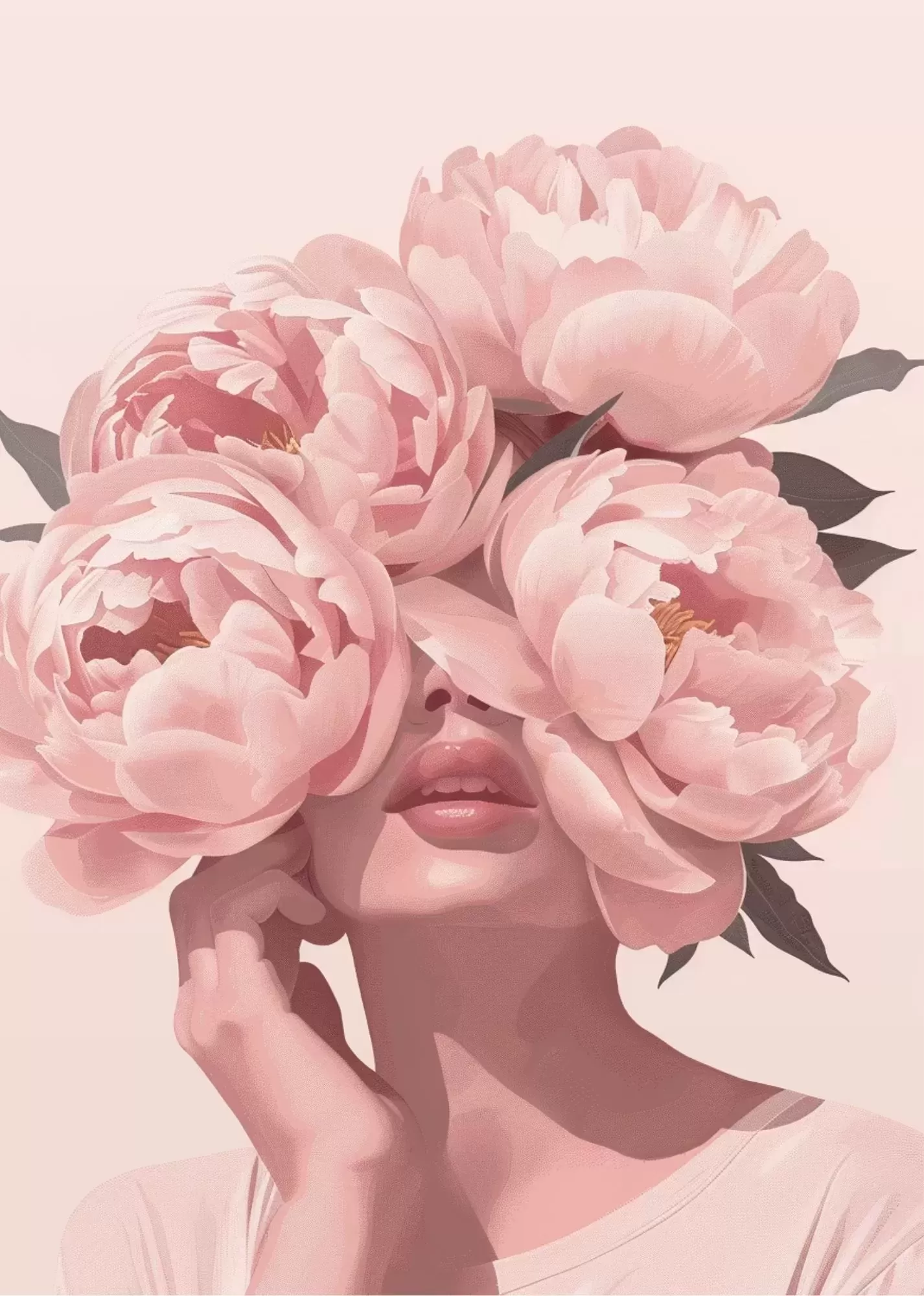 Literally Just a Girl – Pink Aesthetic Poster - Blossom Girl – Floral Face Aesthetic Poster