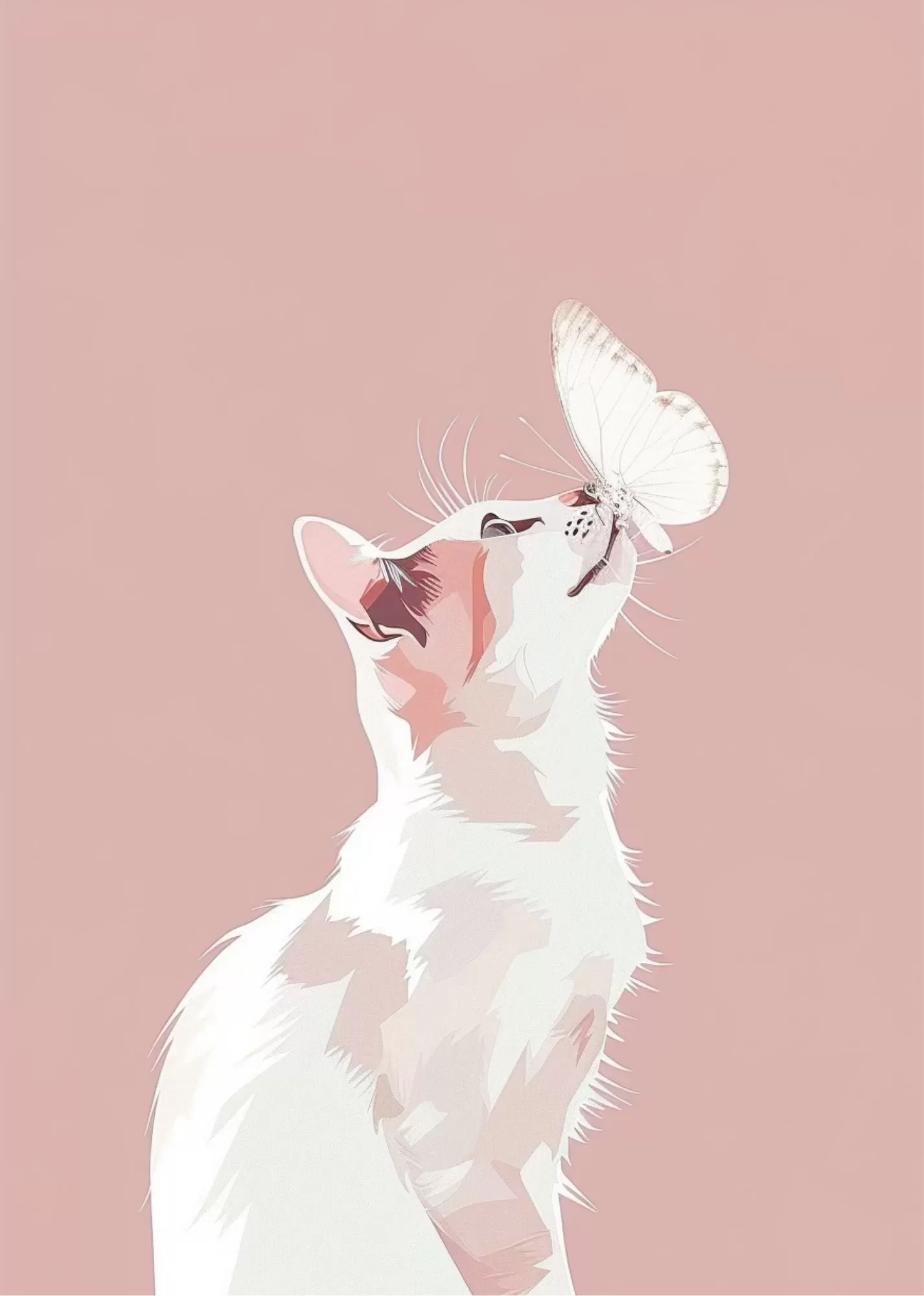 Aesthetic Cat & Butterfly Minimal Poster