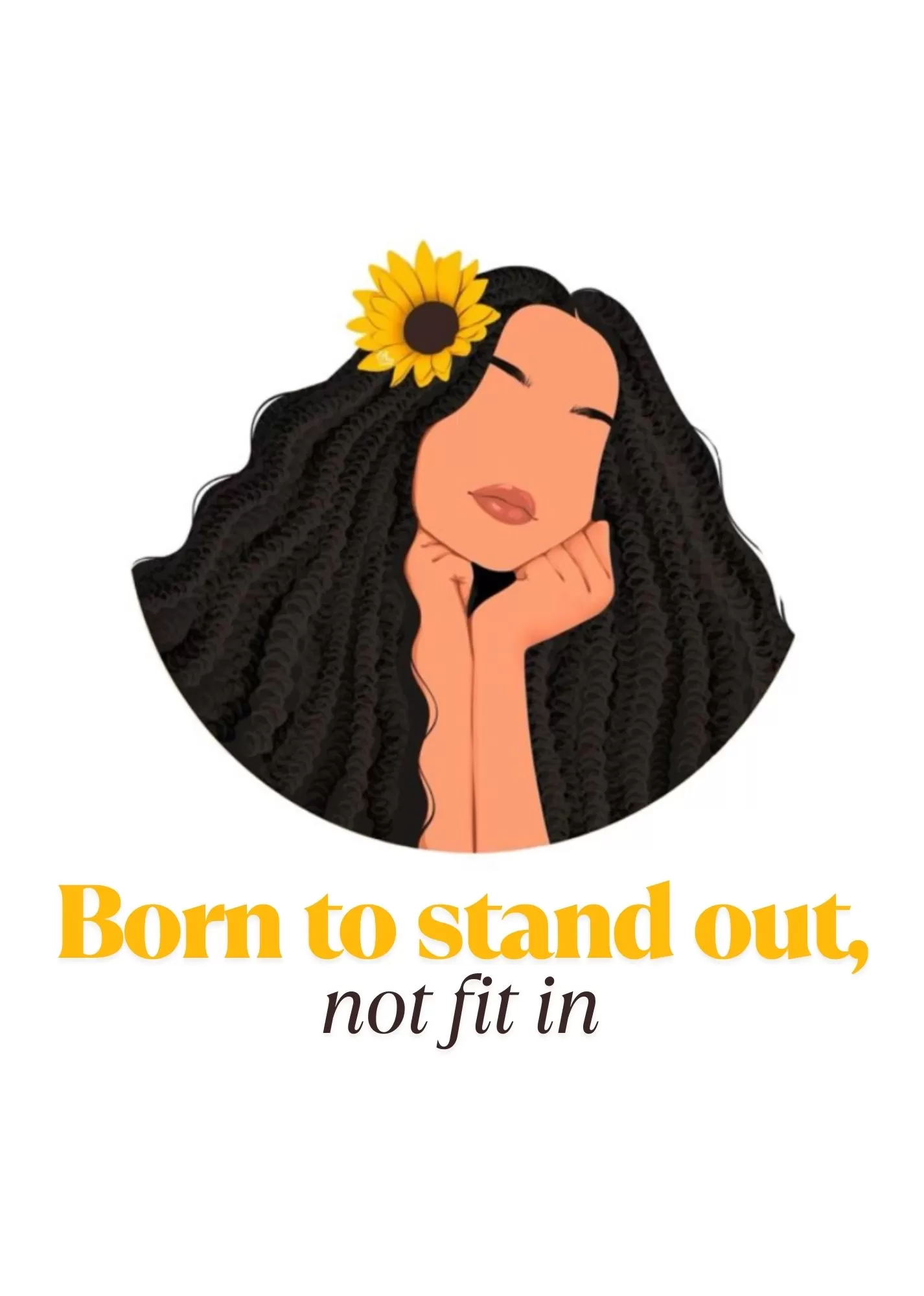 Born to Stand Out, Not Fit In – Minimal Woman Illustration A5 Poster