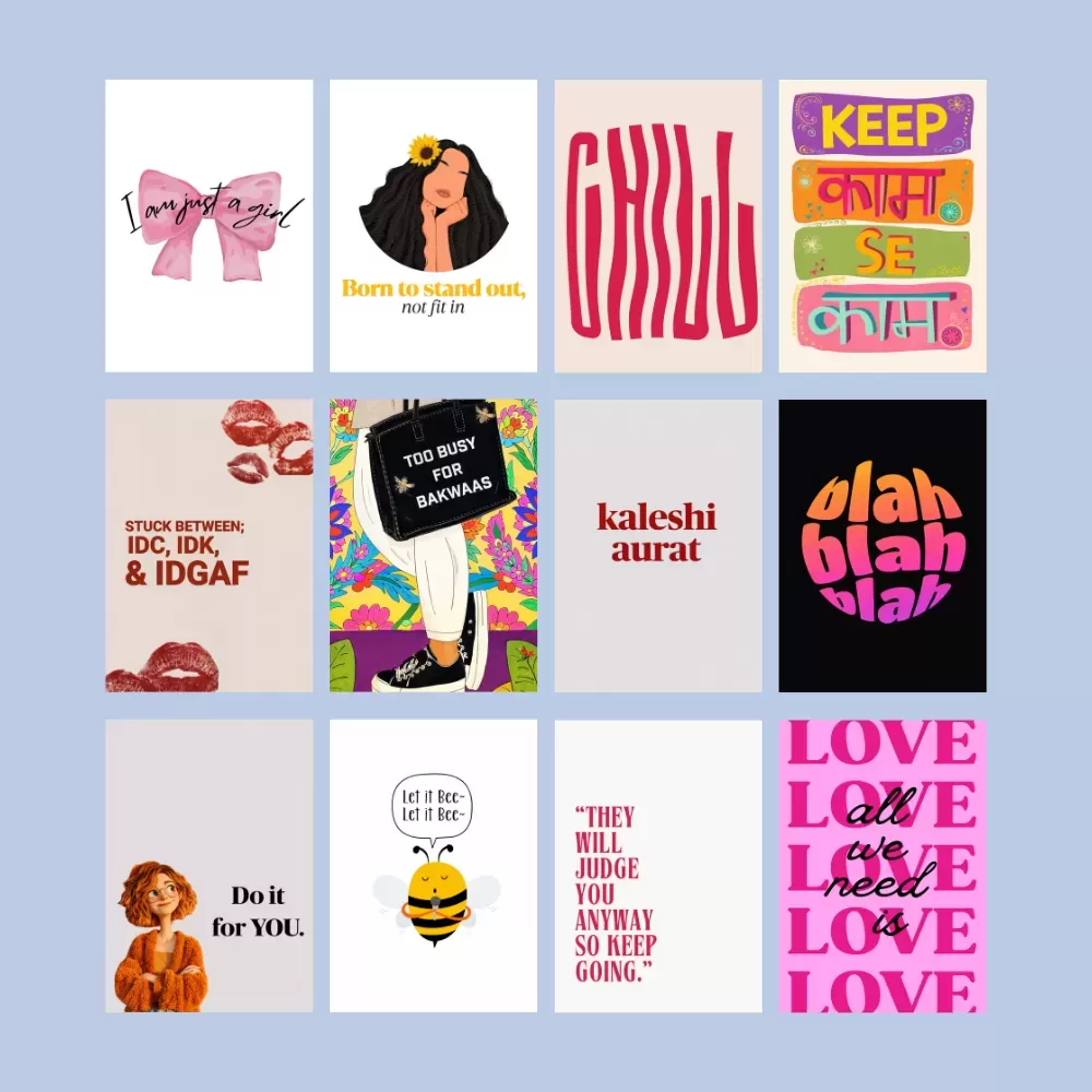 Imaginoz Slay Wall Art Poster Set (Pack of 12) – Bold Quotes & Aesthetic Prints