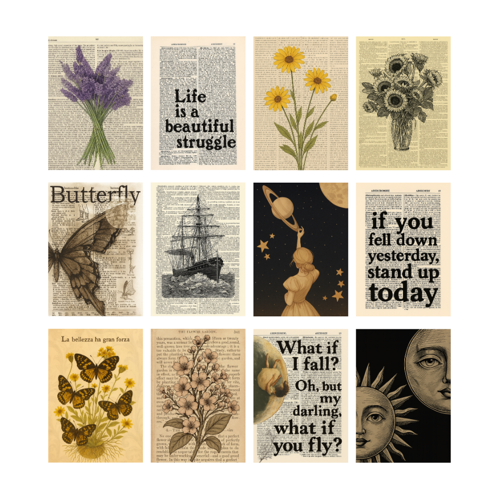 Imaginoz Vintage Wall Art Poster Set (Pack of 12) – Premium Aesthetic Prints thumbnail 2