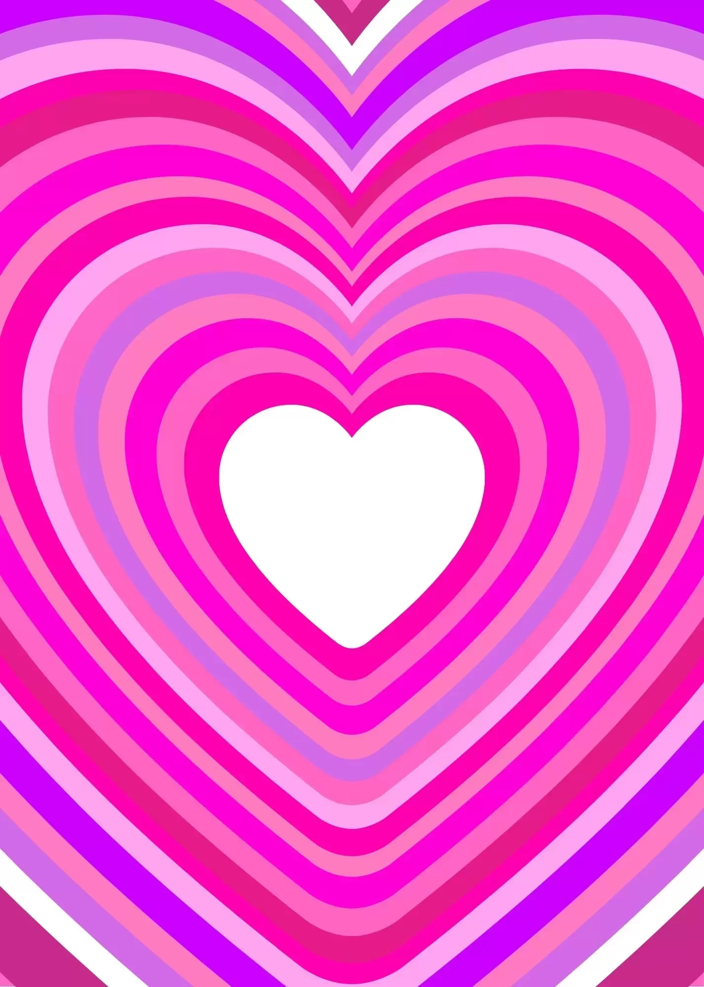 Pink & Yellow Retro Wave Abstract Art Print - Bold Pink Layered Heart Abstract Wall Art